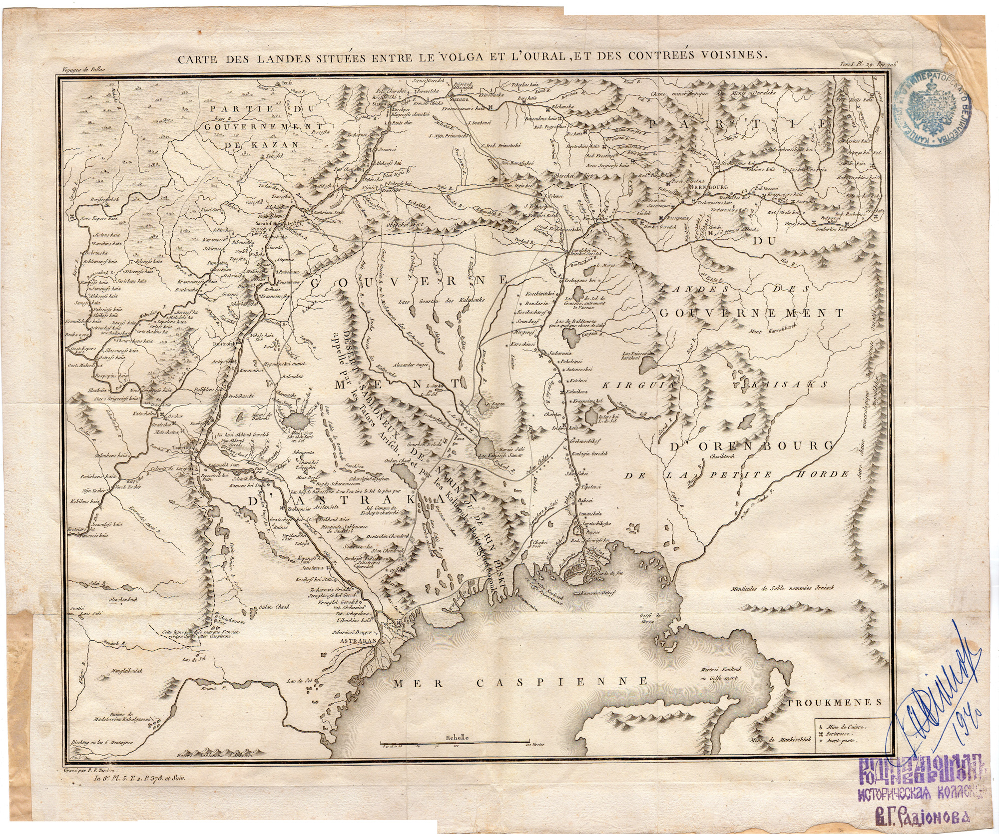 , Antique Map-MAP-ASIA-VOLGA-OERAL-RUSSIA-KAZACHSTAN-TURKMENISTAN-RADIONOFF-Tardieu-1783, Pictura Antique Prints
