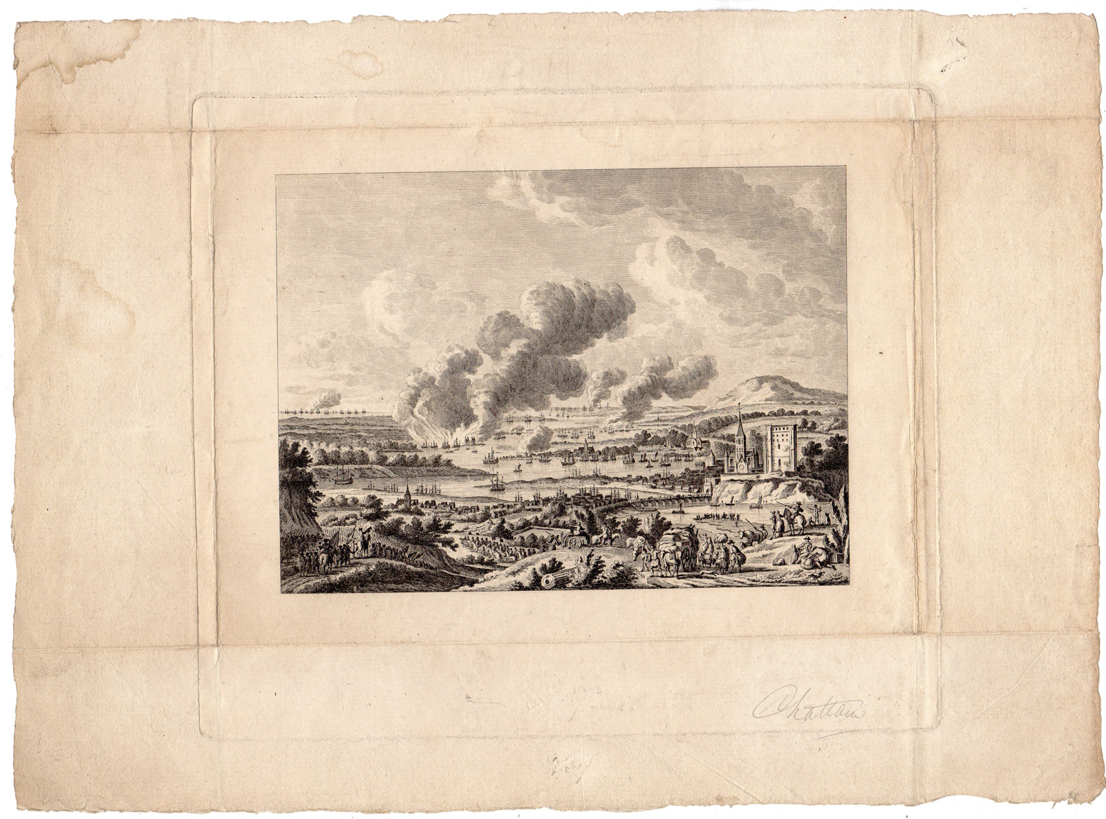 , Rare-Antique Print-BATTLE CHATHAM-MEDWAY-NAVAL-PROOF-Bulthuis-ca 1780, Pictura Antique Prints