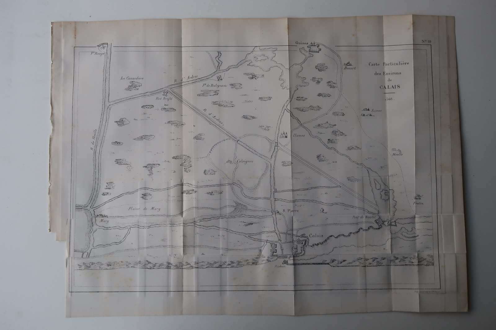, Antique Map-CALAIS-FRANCE-Revue Maritime-1869, Pictura Antique Prints