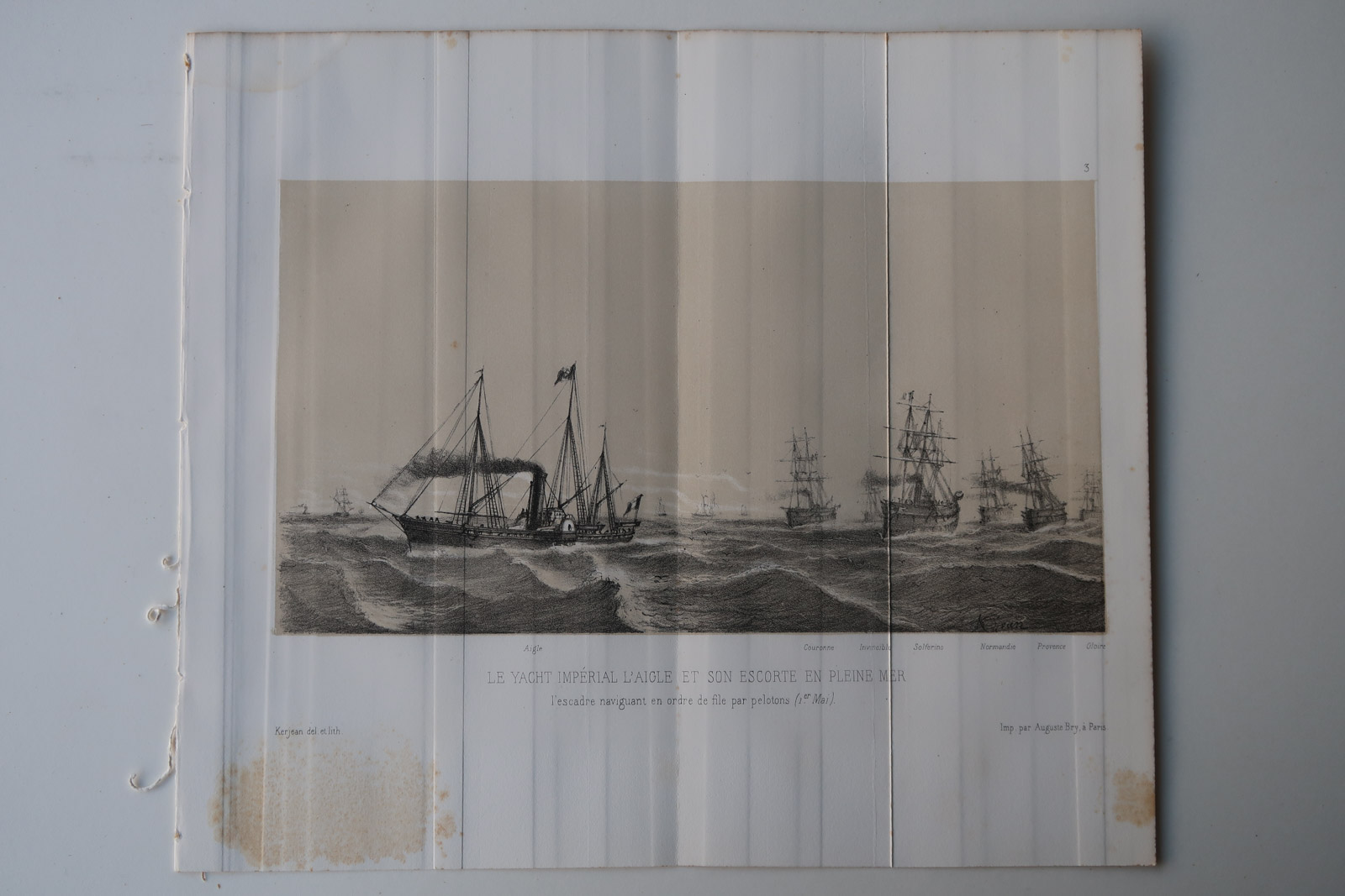 , Antique Print-FRENCH NAVY-IMPERIAL YACHT-AIGLE-Kerjean-Revue Maritime-1869, Pictura Antique Prints