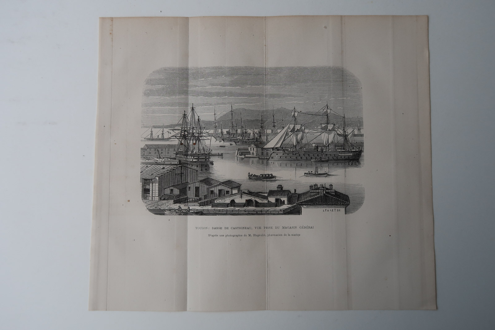 , 6-Antique Prints-TOULON-FRENCH NAVY-BASIN-PORT-SHIPS-Revue Maritime-1869, Pictura Antique Prints