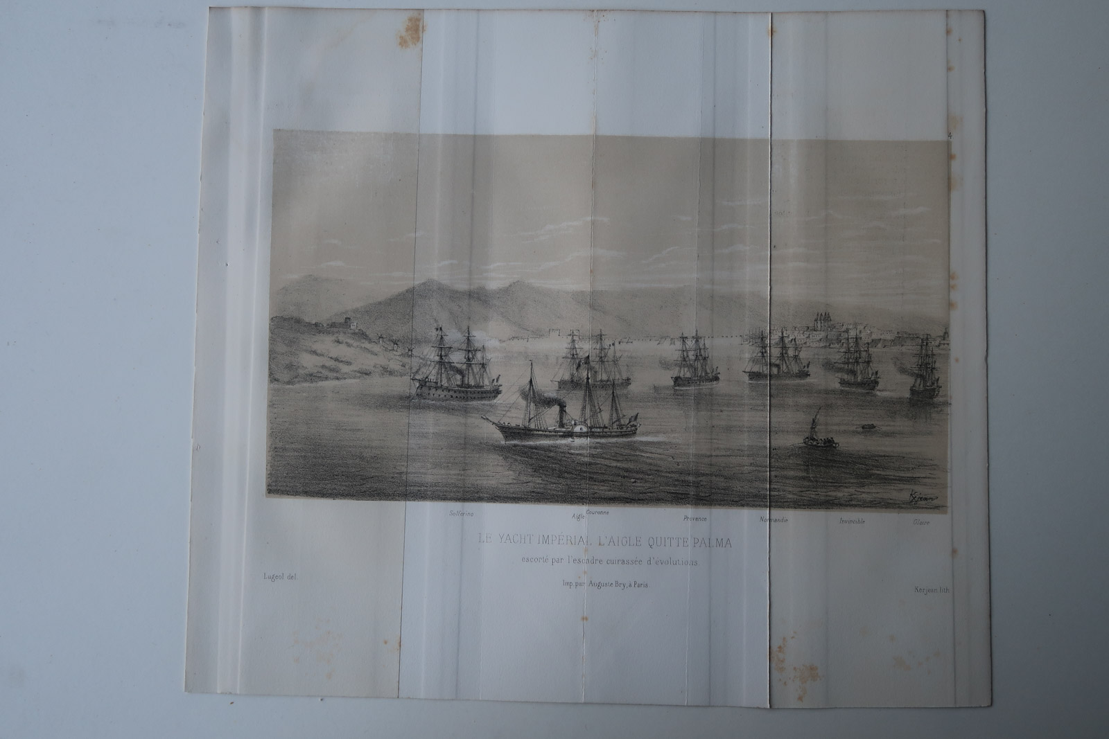, Antique Print-FRENCH NAVY-SHIP-PALMA-MALLORCA-Kerjean-Revue Maritime-1869, Pictura Antique Prints