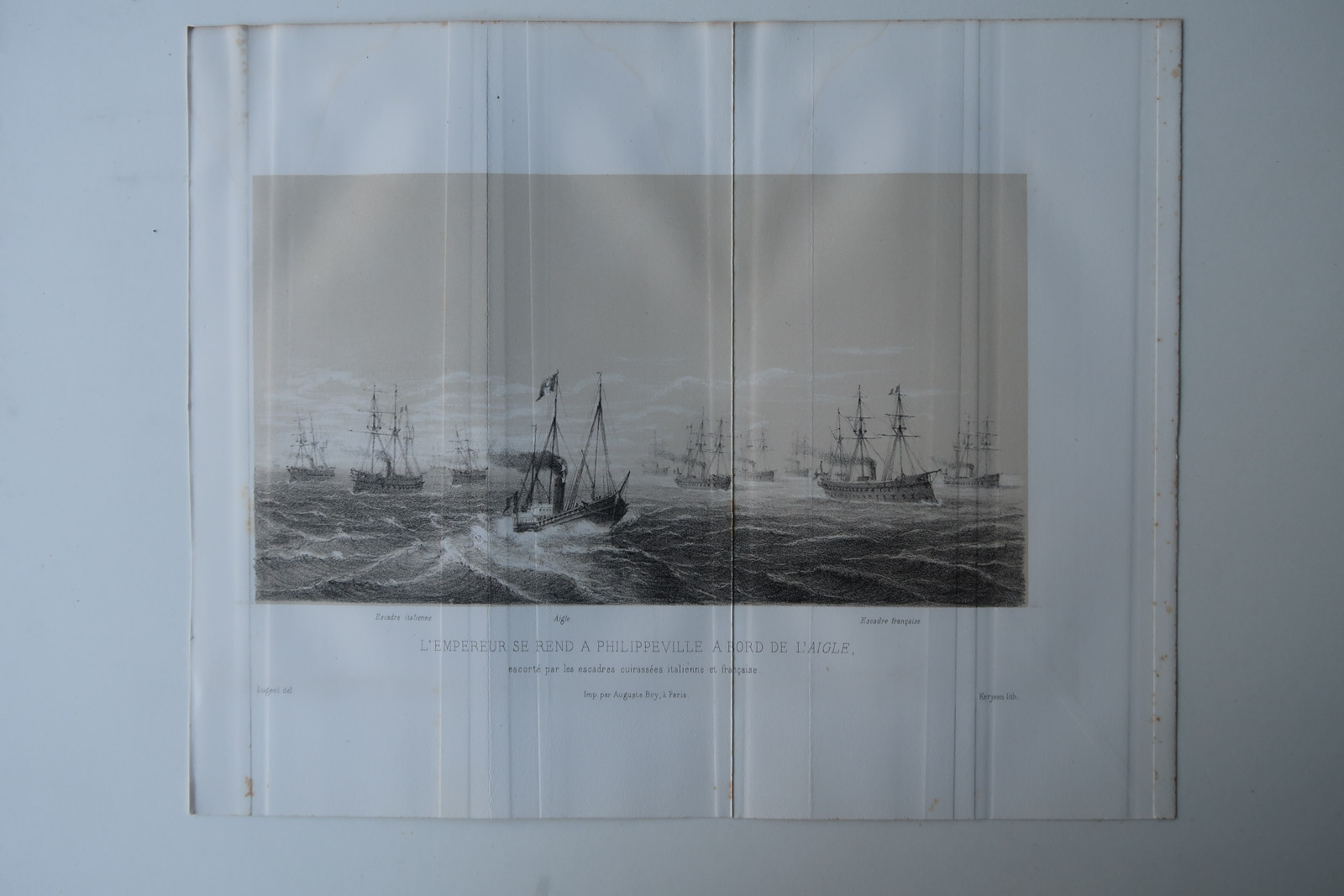 , Antique Print-FRENCH NAVY-SHIP-AIGLE-NAPOLEON-SKIKDA-Kerjean-Revue Maritime-1869, Pictura Antique Prints