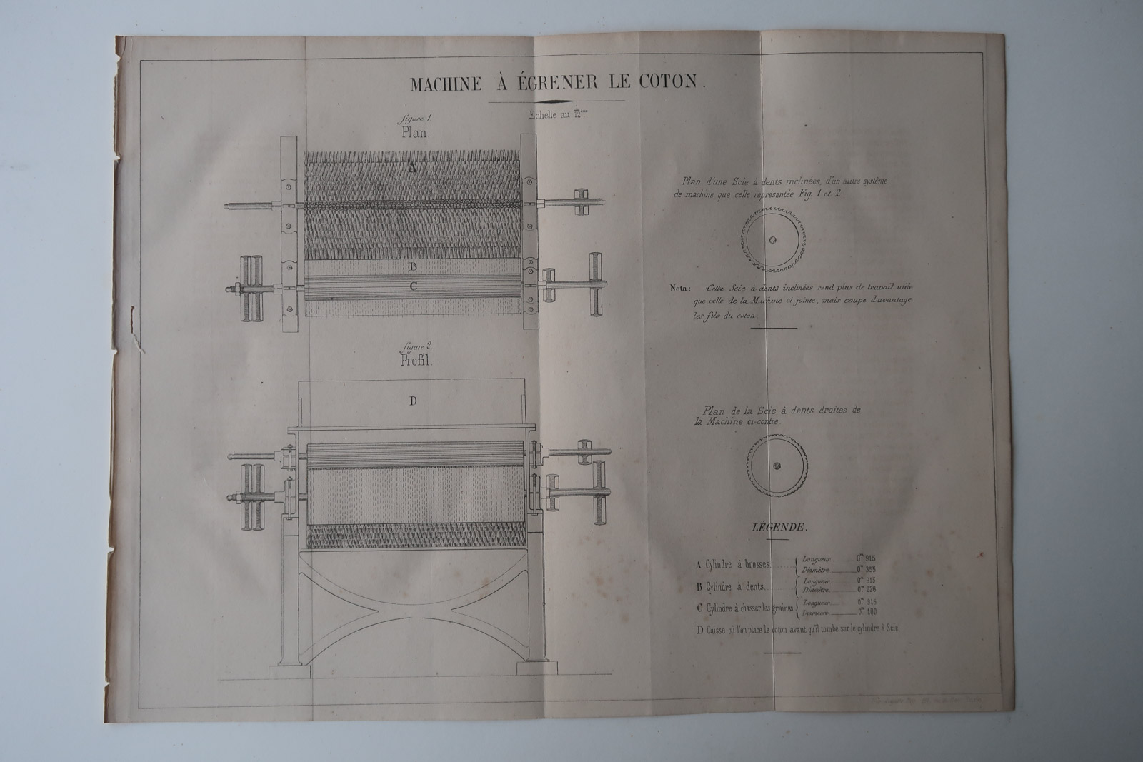 , Antique Print-COTTON GINNING MACHINE-Revue Maritime-1869, Pictura Antique Prints