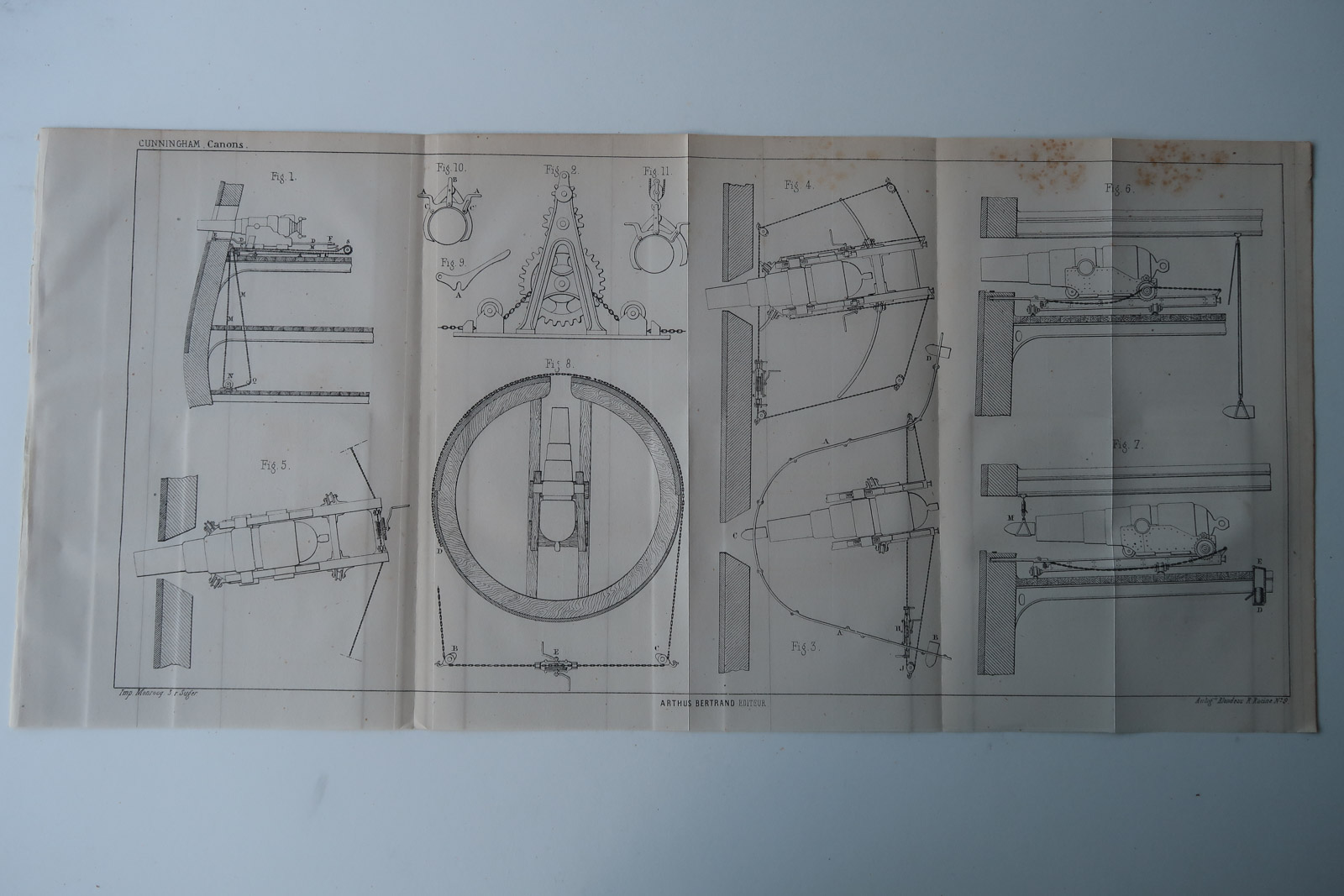 , Antique Print-NAVY ARTILLERY-CANNON-CUNNINGHAM-Revue Maritime-1869, Pictura Antique Prints