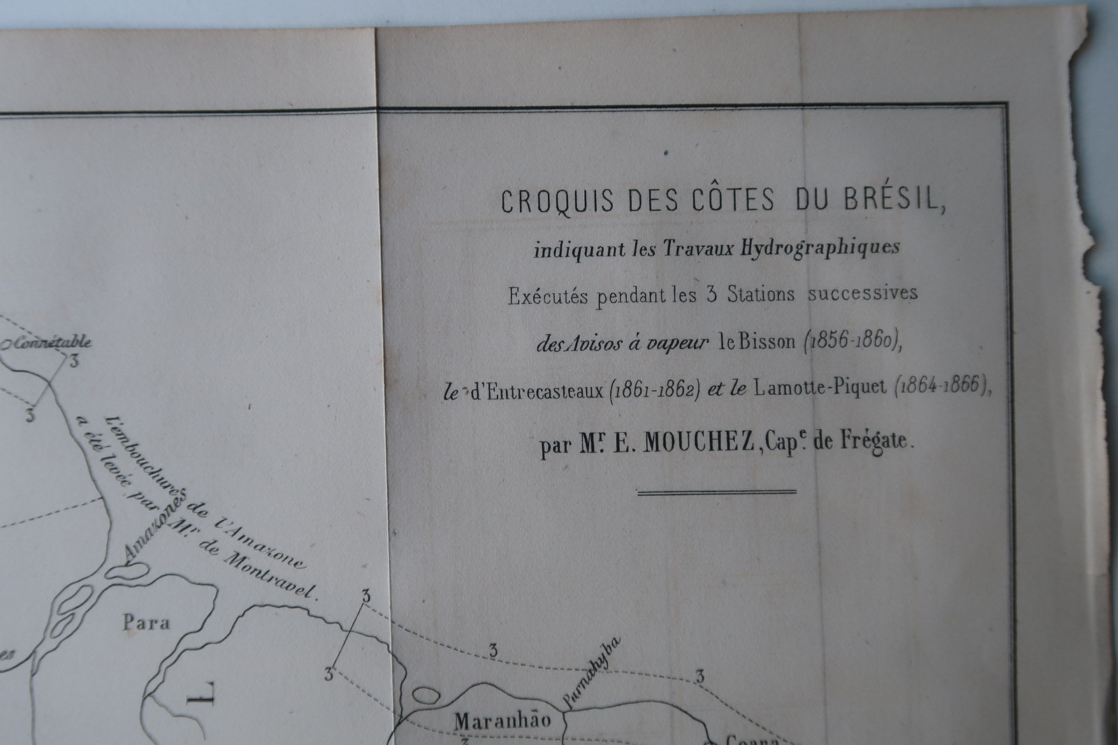 IMG 3102 416x277 Antique Map-FRENCH NAVY-BRAZIL COAST-URUGUAY-EXPLORATION-Revue Maritime-1869 - Image 2