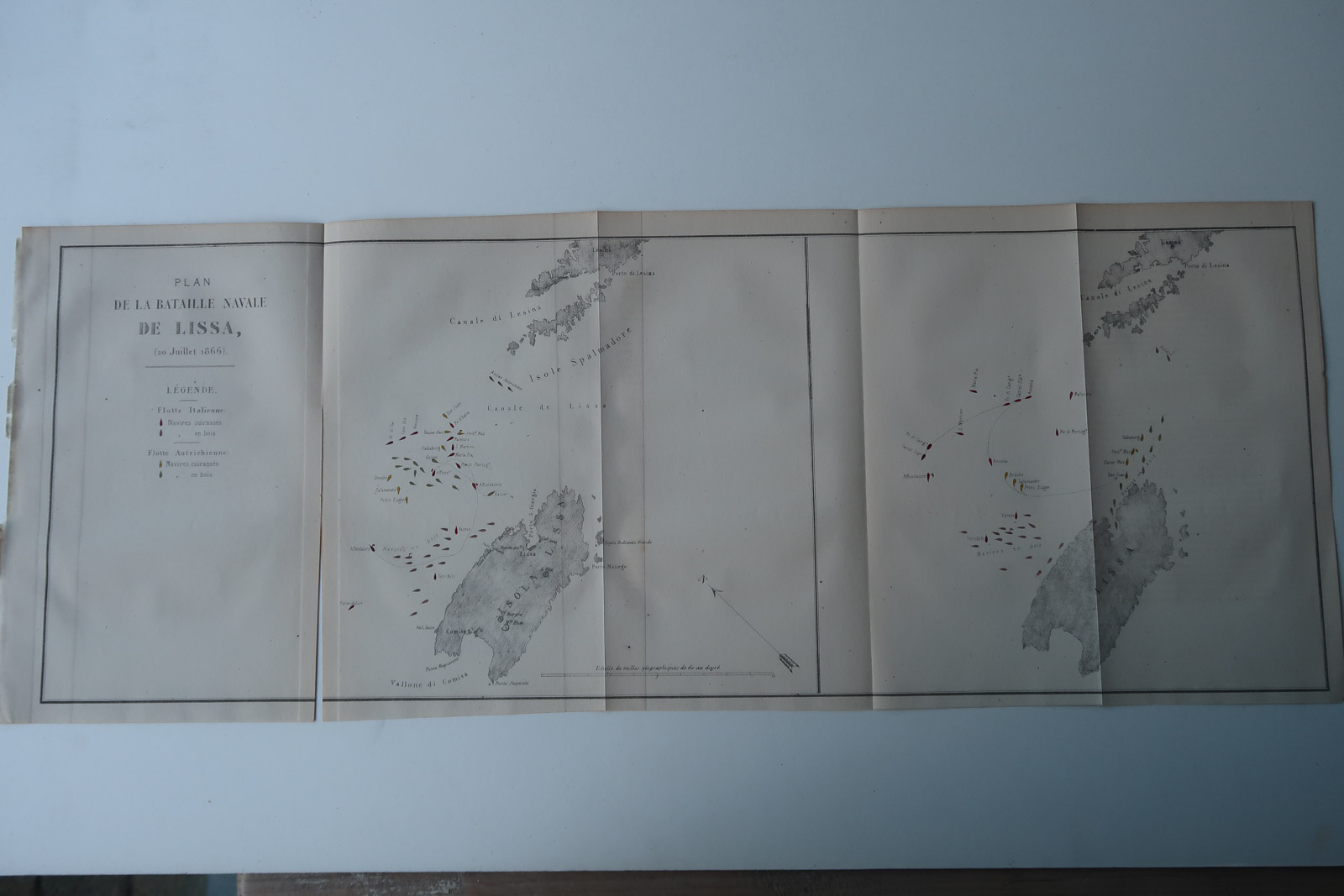 IMG 3103 416x277 Antique Map-FRENCH NAVY-BATTLE OF LISSA-VIS-CROATIA-Revue Maritime-1869