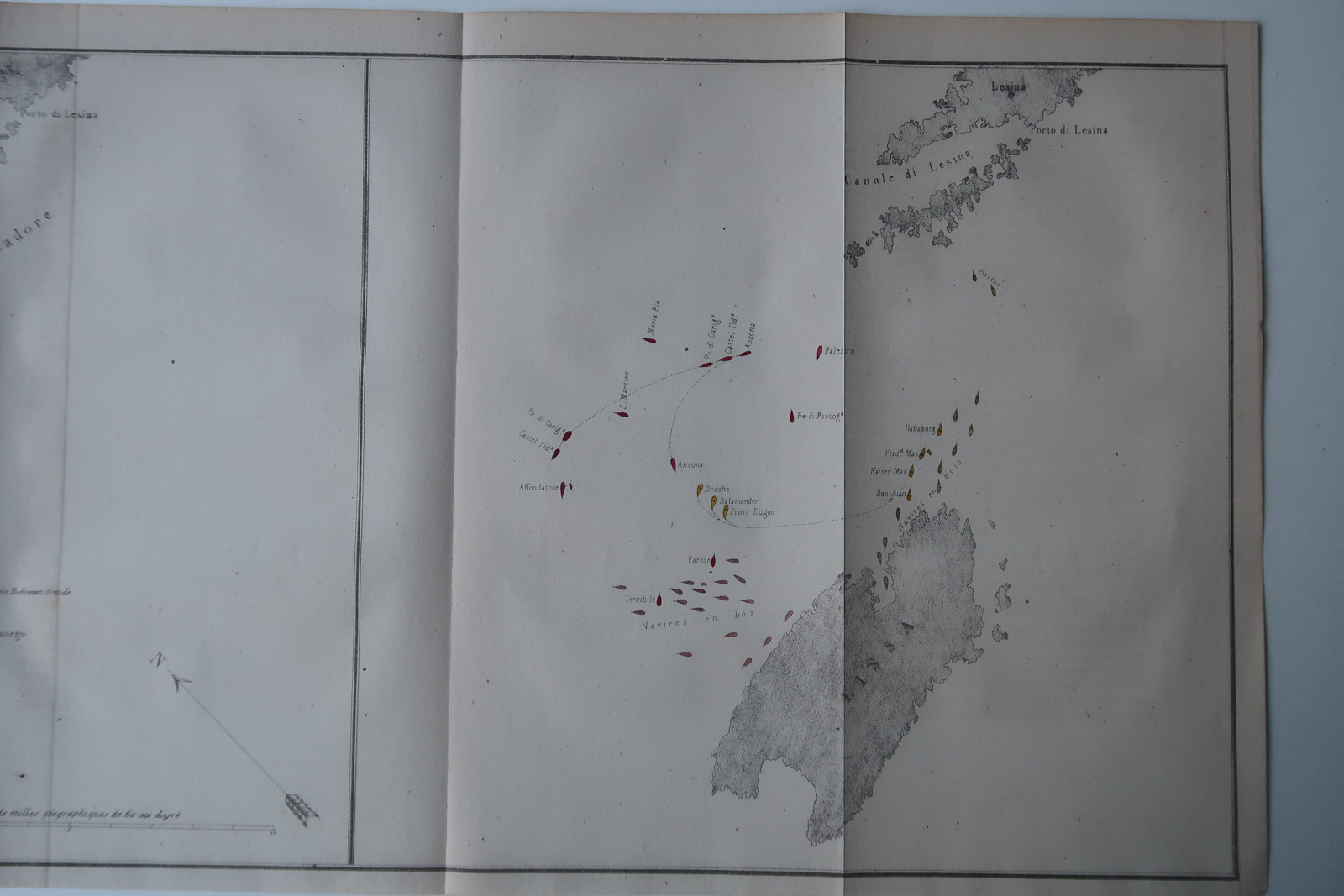 IMG 3105 416x277 Antique Map-FRENCH NAVY-BATTLE OF LISSA-VIS-CROATIA-Revue Maritime-1869 - Image 3