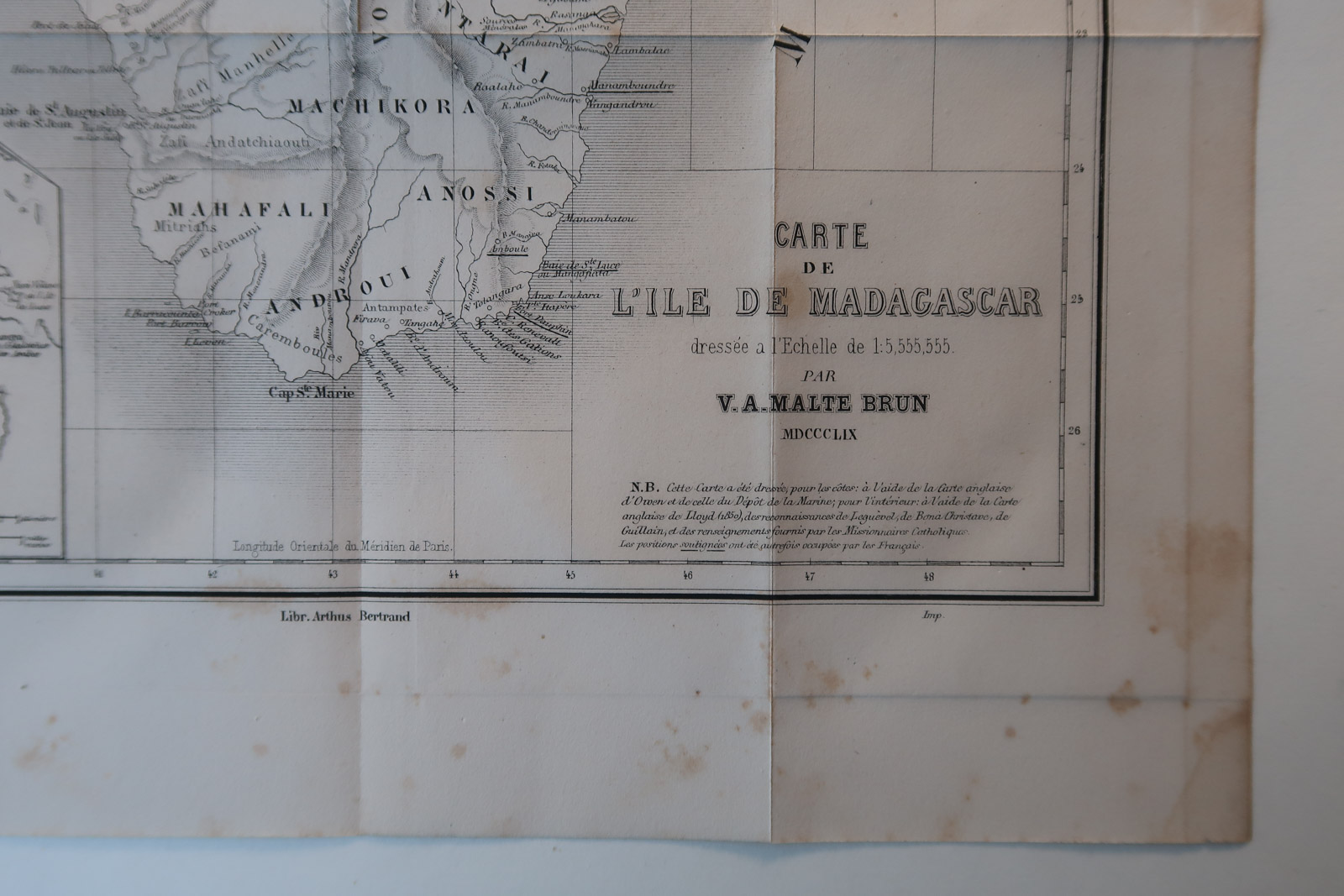 , Antique Map-MADAGASCAR-AFRICA-MALTE BRUN-Revue Maritime-1869, Pictura Antique Prints
