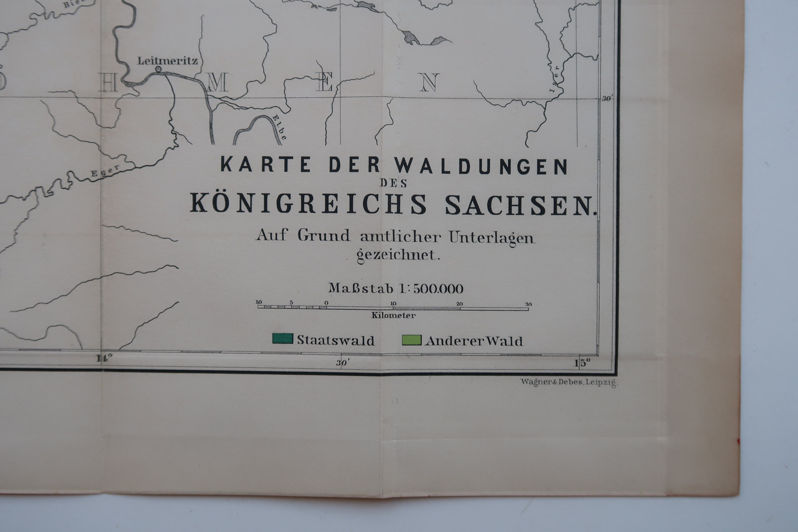 IMG 3141 416x277 Antique Map-FOREST-KINGDOM OF SAXONY-SACHSEN-GERMANY-Geogr. Gesellschaft-1891 - Image 2