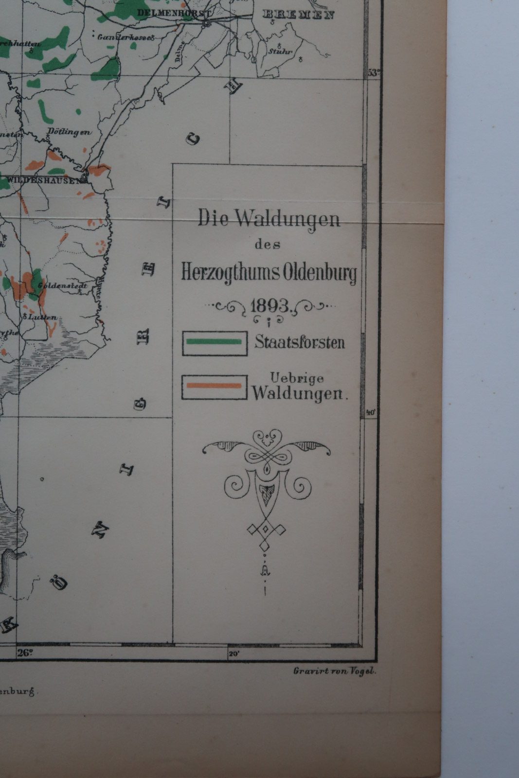 IMG 3148 416x624 Antique Map-DUCHY OF OLDENBURG-FORESTS-GERMANY-Geogr. Gesellschaft-1891 - Image 2