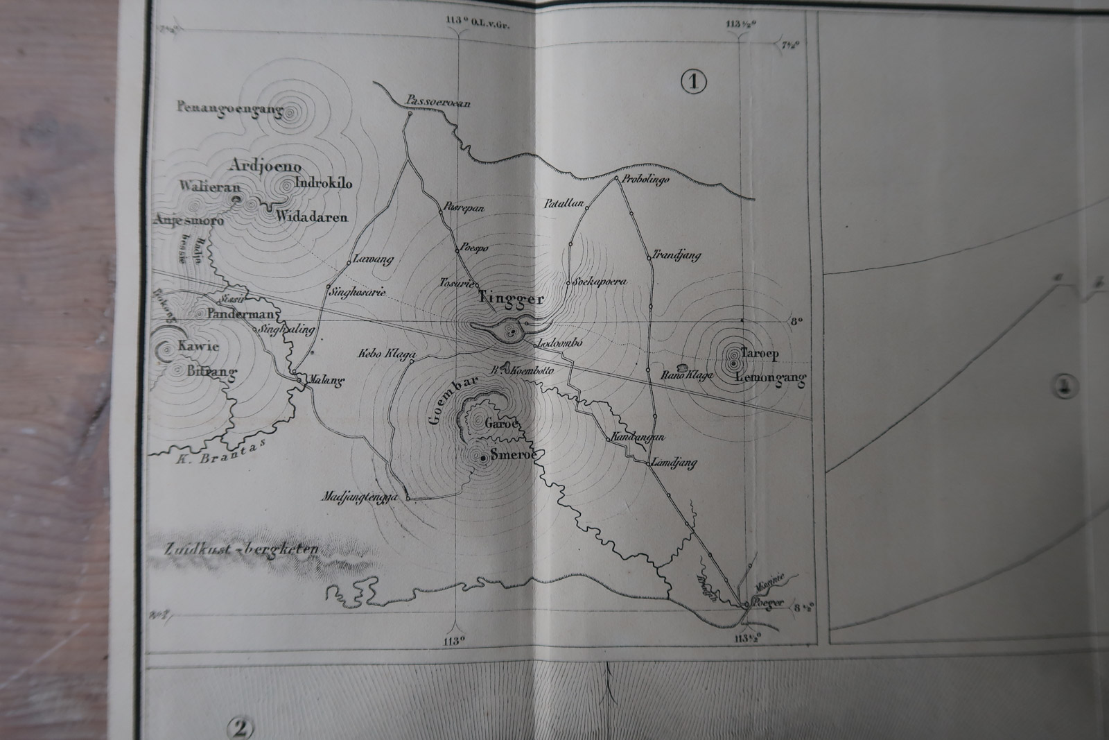 , Antique Map-GOENONG SMEROE-VULCANO-JAVA-INDONESIA-Tijdschr. Ned. Indie-1849, Pictura Antique Prints
