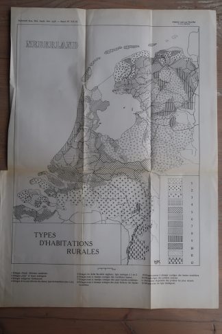 Antique Map-TYPES OF RURAL SETTLEMENTS-NETHERLANDS-Aardr. Genootschap-1938