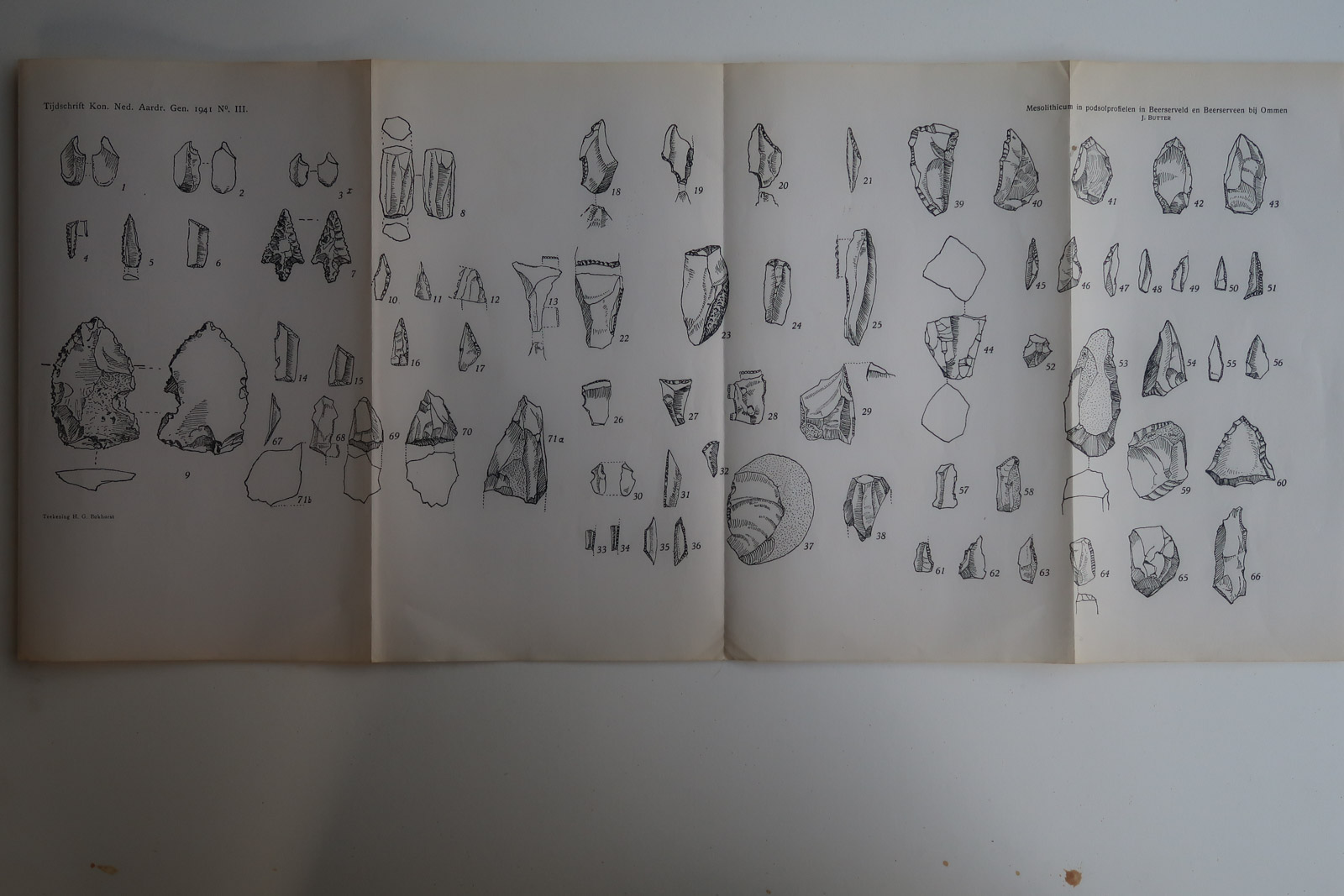 , Antique Print-ARTIFACTS-MEERSERVELD-VEEN-OMMEN-Aardr. Genootschap-1941, Pictura Antique Prints
