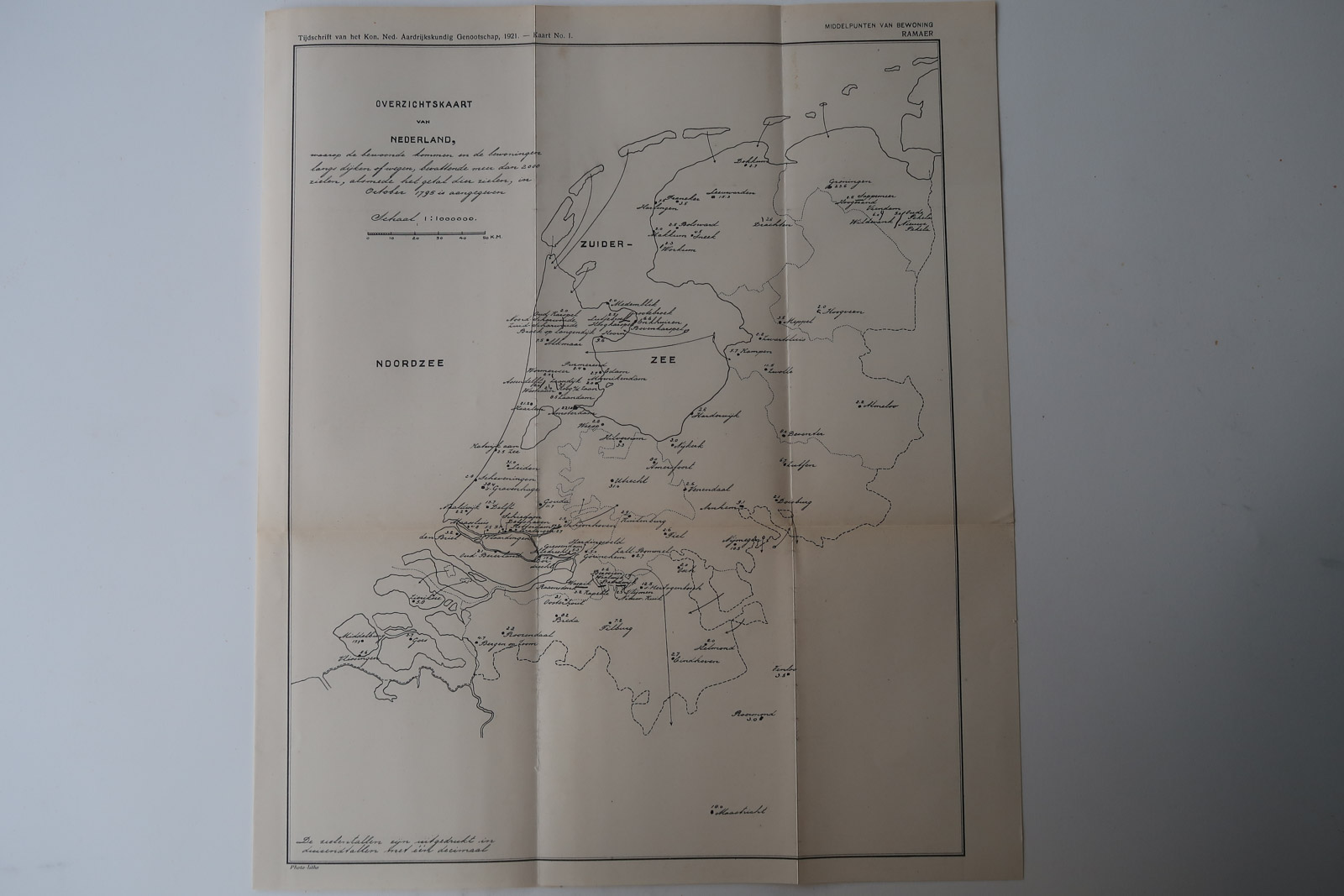 , 4-Antique Maps-DEMOGRAPHIC DEVELOPMENT-THE NETHERLANDS-Aardr. Genootschap-1921, Pictura Antique Prints