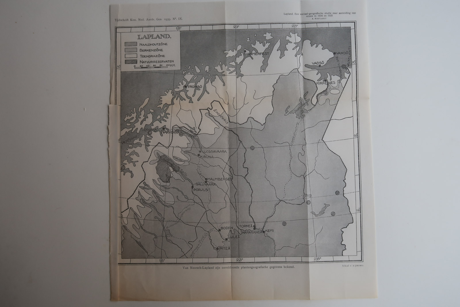 , Antique Map-LAPLAND-Aardr. Genootschap-1939, Pictura Antique Prints