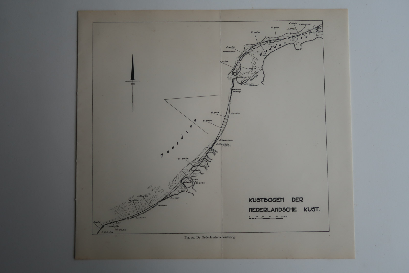 , Antique Map-COAST-THE NETHERLANDS-SAND ARCHES-Aardr. Genootschap-1937, Pictura Antique Prints