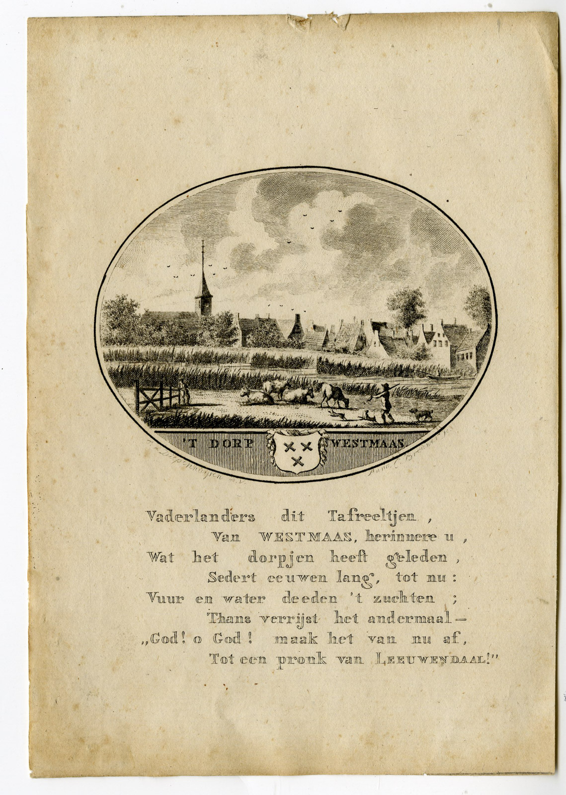, Antique Print-WESTMAAS-PANORAMIC VIEW-Brouwer-Ollefen & Bakker-1793, Pictura Antique Prints