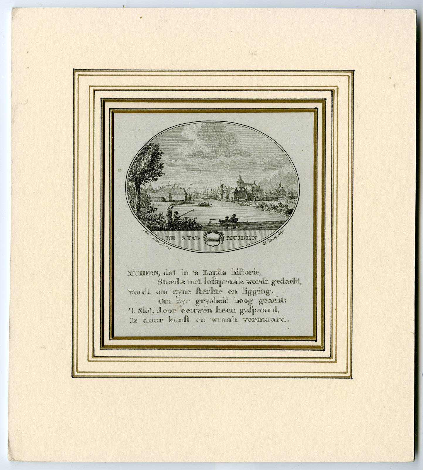 , Antique Print-MUIDEN-PANORAMIC VIEW-Brouwer-Ollefen & Bakker-1793, Pictura Antique Prints