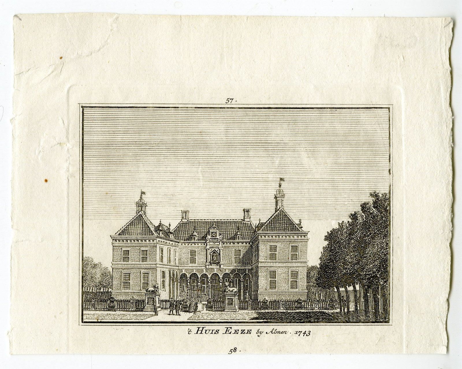 , Antique Print-EEZE CASTLE-ALMEN-GELDERLAND-Spilman-de Beijer-1746, Pictura Antique Prints