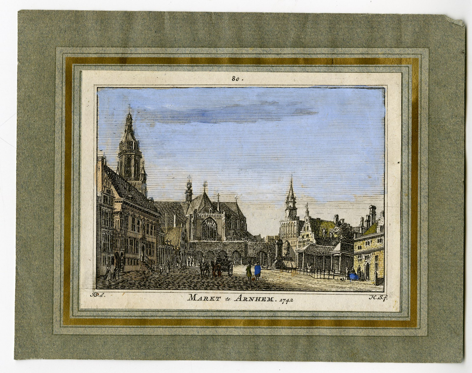 , Antique Print-MARKET-ARNHEM-VIEW-Spilman-de Beijer-1746, Pictura Antique Prints