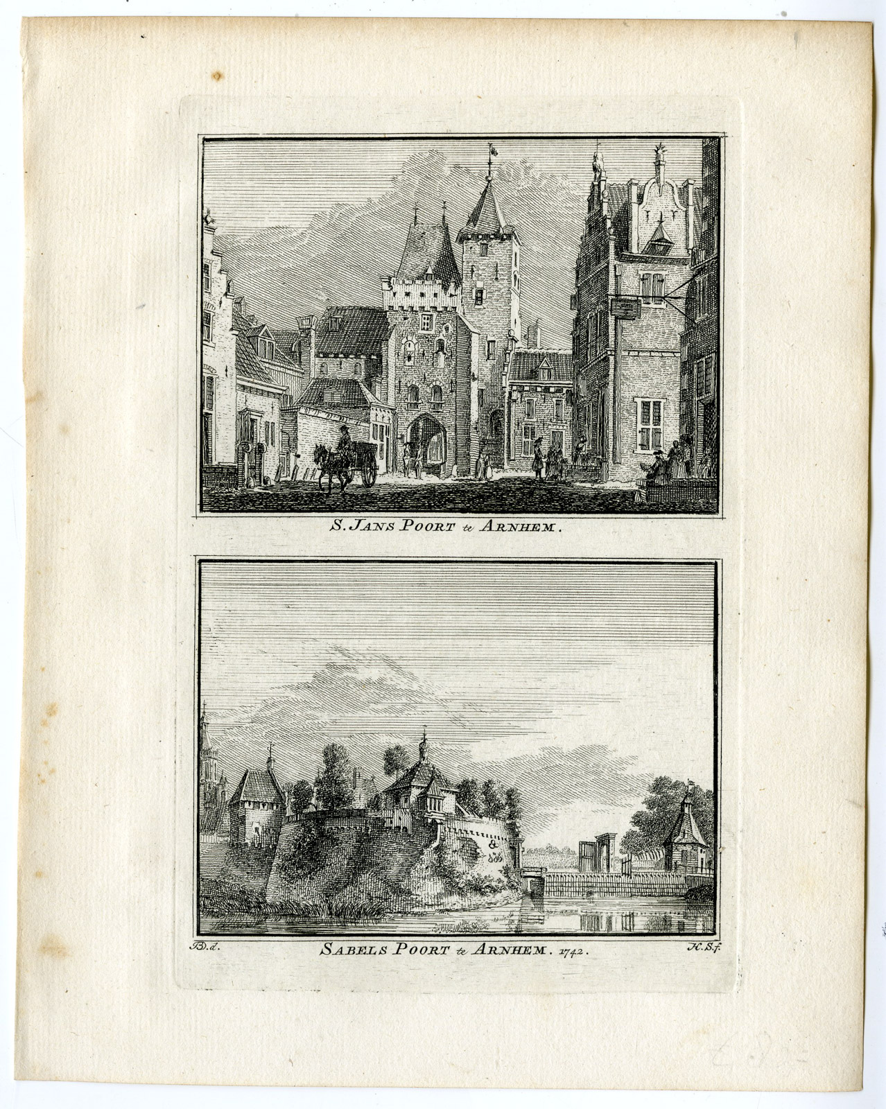 , Antique Print-SABELSPOORT-SINT JANSPOORT-ARNHEM-Spilman-de Beijer-1746, Pictura Antique Prints