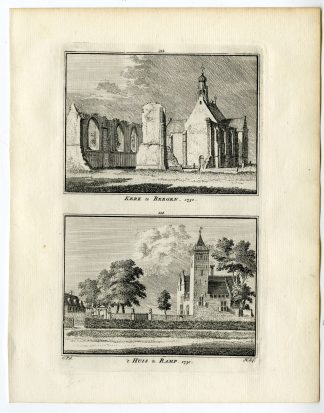 Antique Print-BERGEN-CHURCH-OVERVEEN-RAMP HOUSE-Spilman-de Beijer-1746