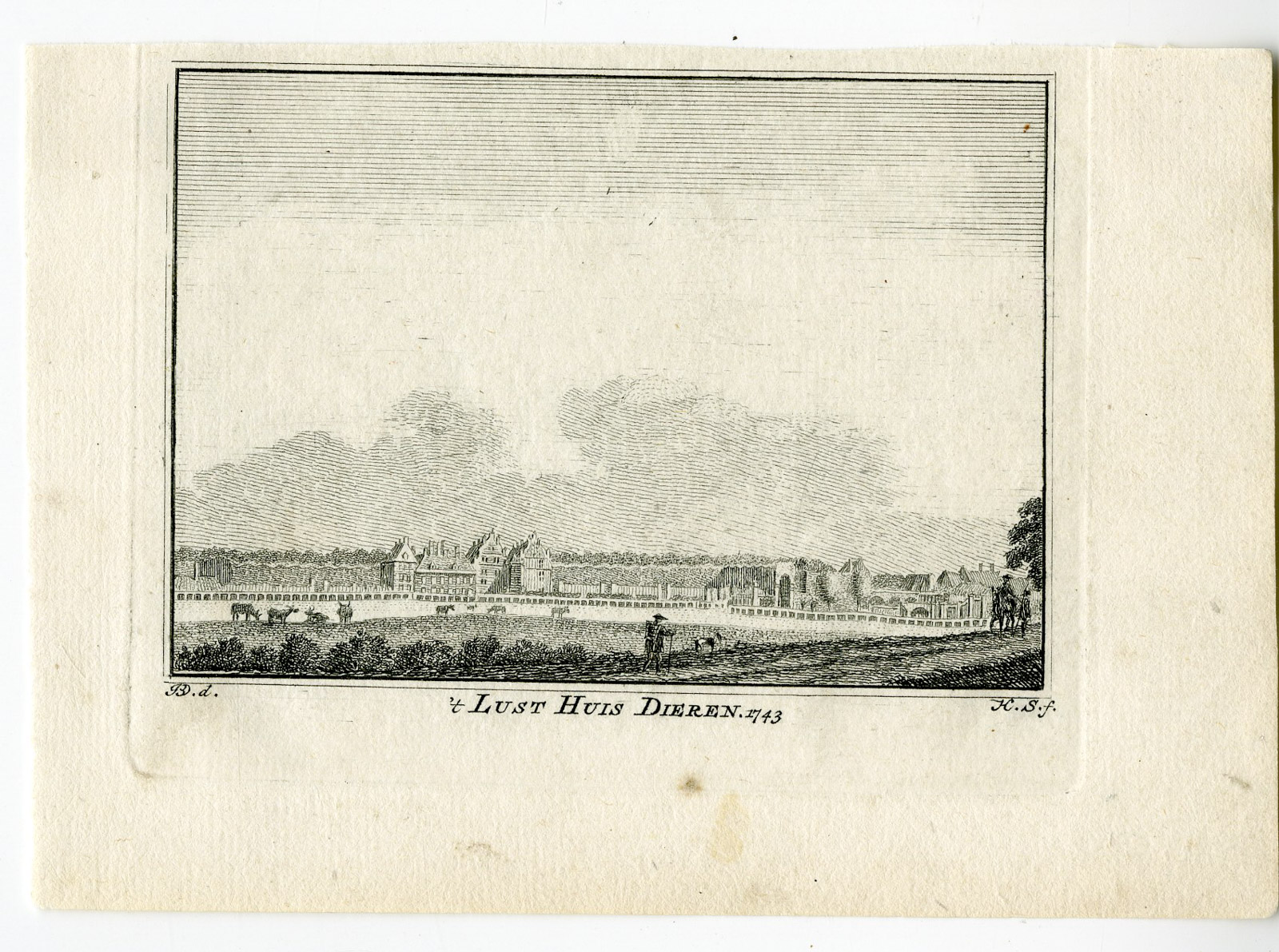 , Antique Print-LUSTHUIS-DIEREN-MANOR-Spilman-de Beijer-1746, Pictura Antique Prints