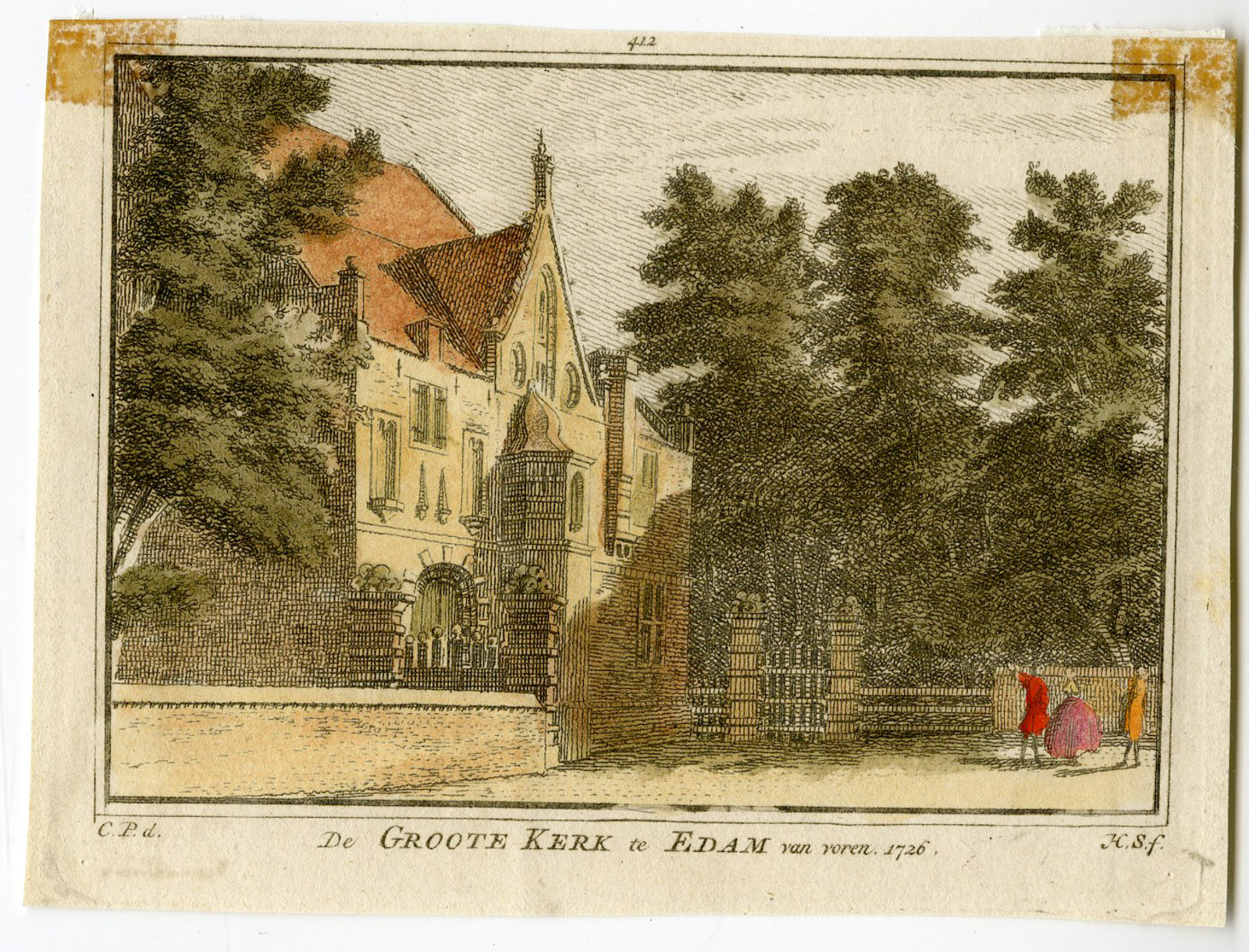 , Antique Print-GROTE KERK-CHURCH-EDAM-Spilman-de Beijer-1746, Pictura Antique Prints