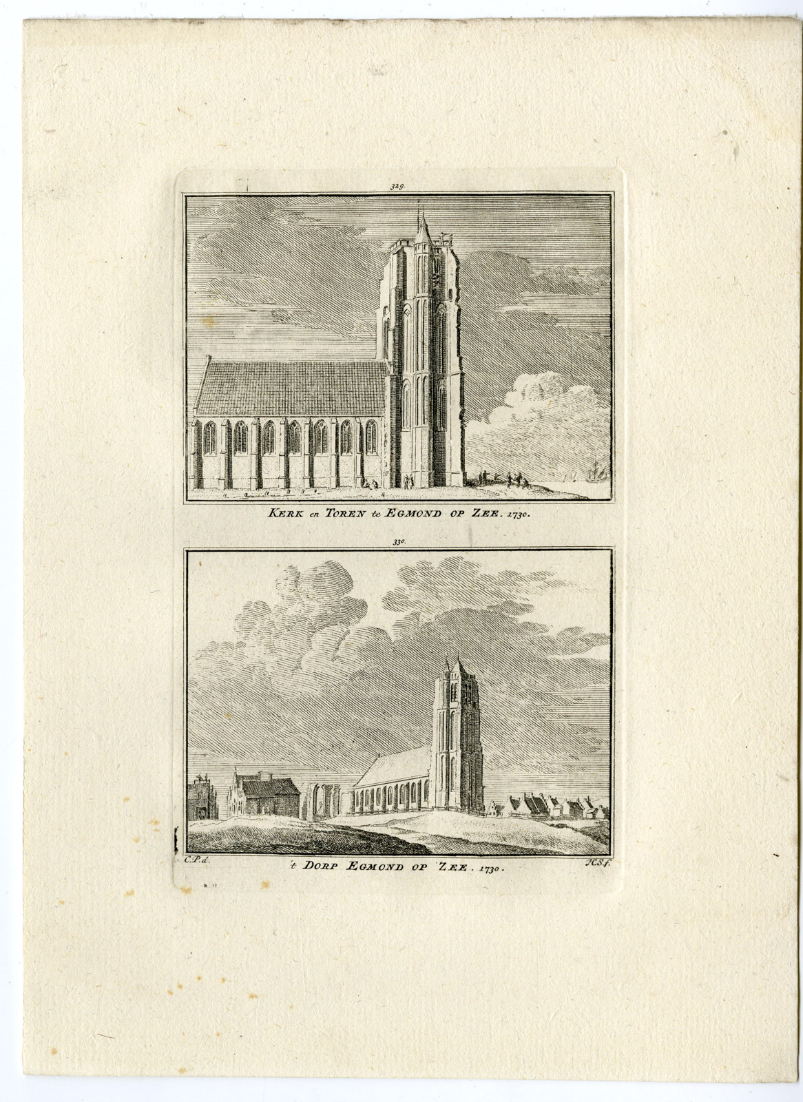 , Antique Print-EGMOND AAN ZEE-CHURCH-VIEW-Spilman-de Beijer-1746, Pictura Antique Prints
