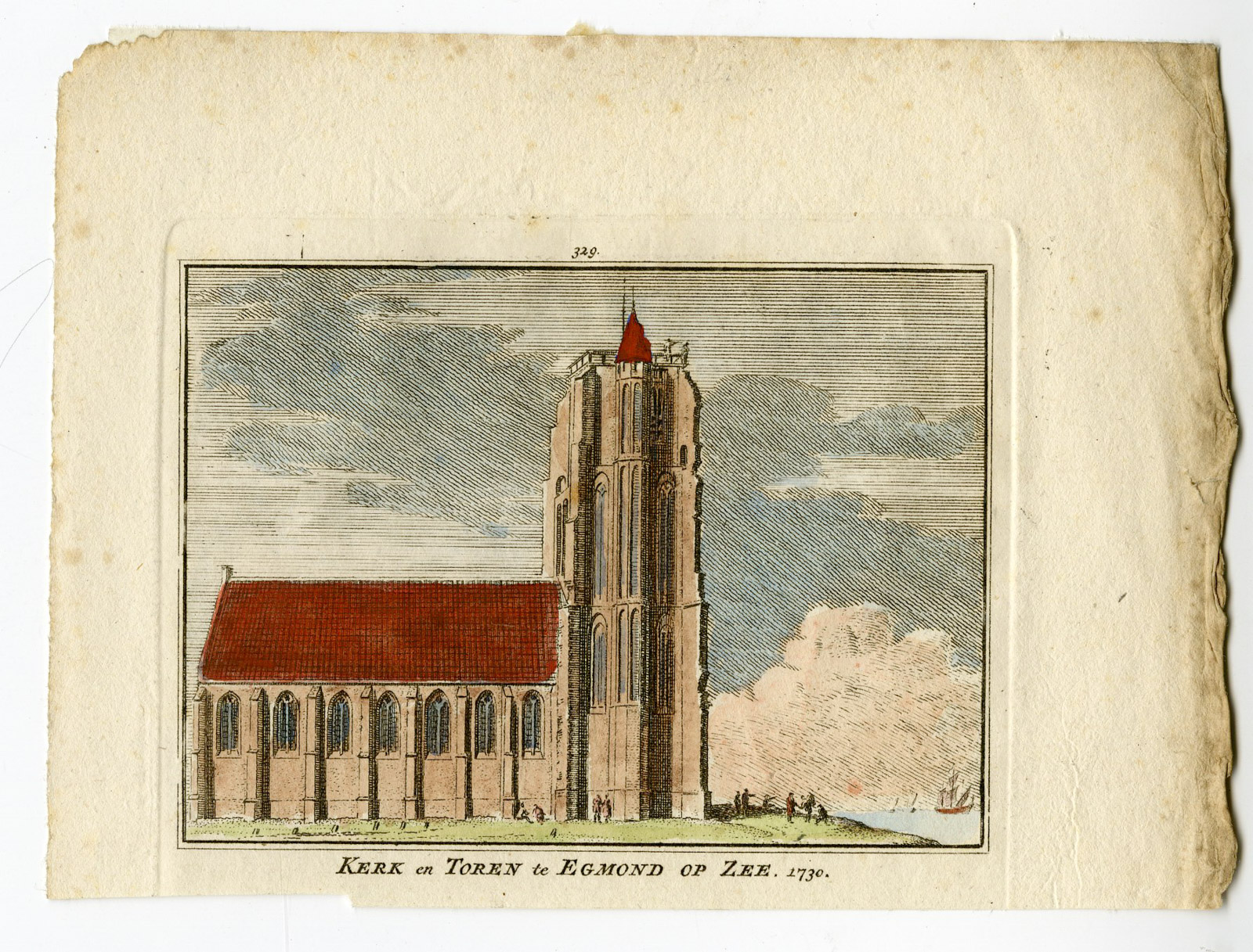 , Antique Print-EGMOND AAN ZEE-CHURCH-VIEW-Spilman-de Beijer-1746, Pictura Antique Prints