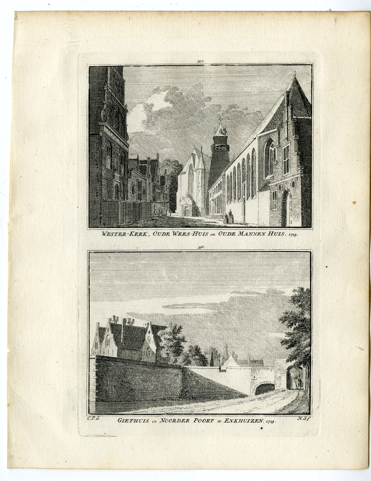, Antique Print-ENKHUIZEN-WESTERKERK-NOORDERPOORT-Spilman-de Beijer-1746, Pictura Antique Prints