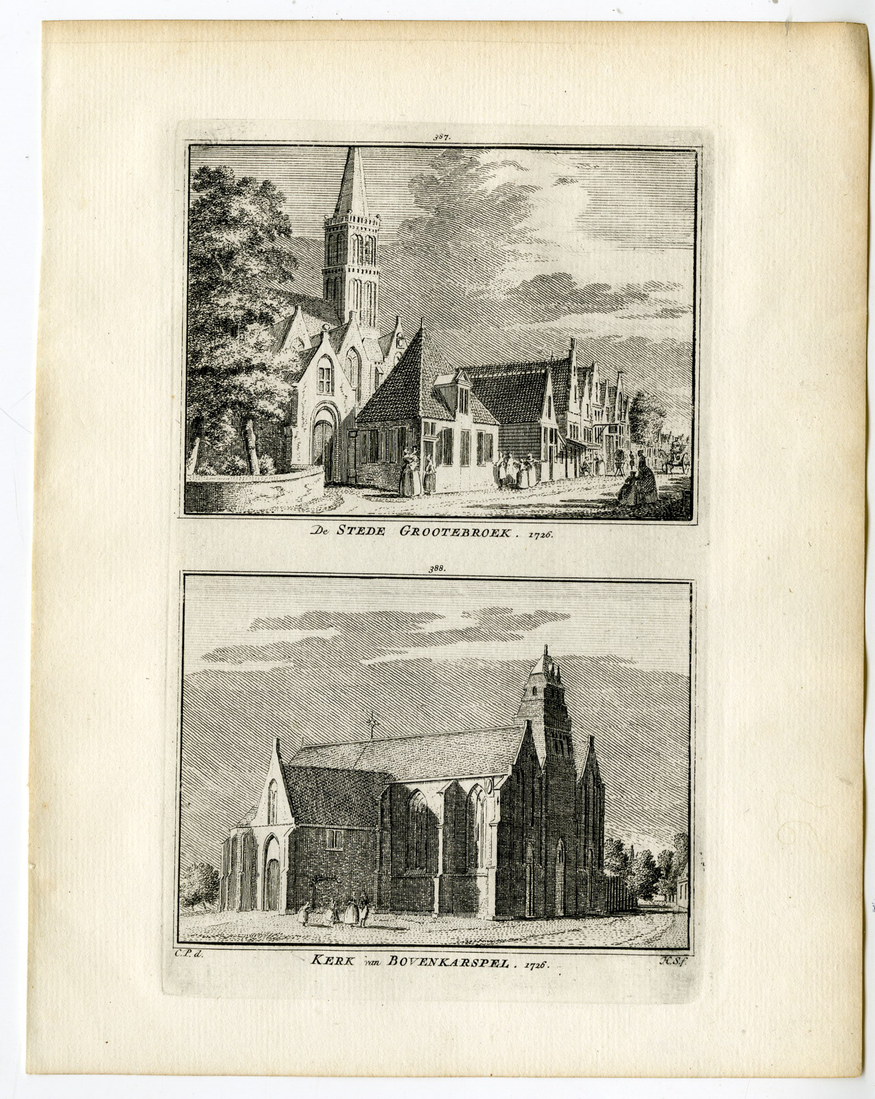 , Antique Print-GROOTEBROEK-CHURCH-BOVENKARSPEL-Spilman-de Beijer-1746, Pictura Antique Prints