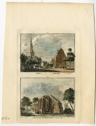 Antique Print-GROENLO-CHURCH-ENGELHUIZEN MONASTERY-Spilman-de Beijer-1746
