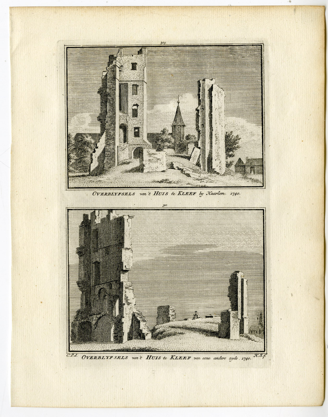 , Antique Print-HUIS TER KLEEF-CASTLE-HAARLEM-Spilman-de Beijer-1746, Pictura Antique Prints