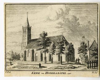 Antique Print-HOOGKARSPEL-VILLAGE-CHURCH-Spilman-de Beijer-1746
