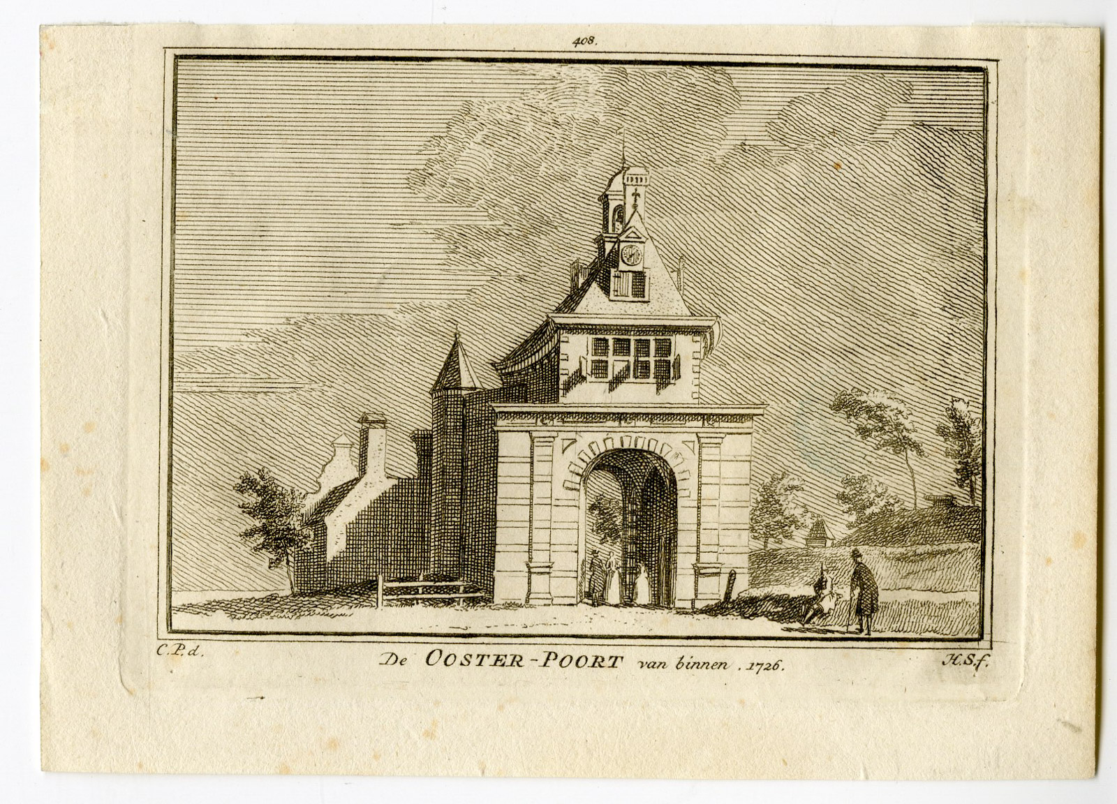 , Antique Print-OOSTERPOORT-HOORN-VIEW-Spilman-de Beijer-1746, Pictura Antique Prints