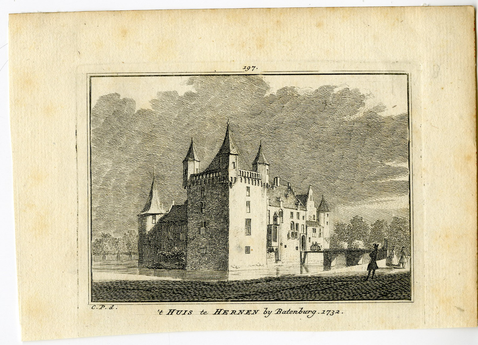 , Antique Print-HERNEN CASTLE-BATENBURG-Spilman-de Beijer-1746, Pictura Antique Prints