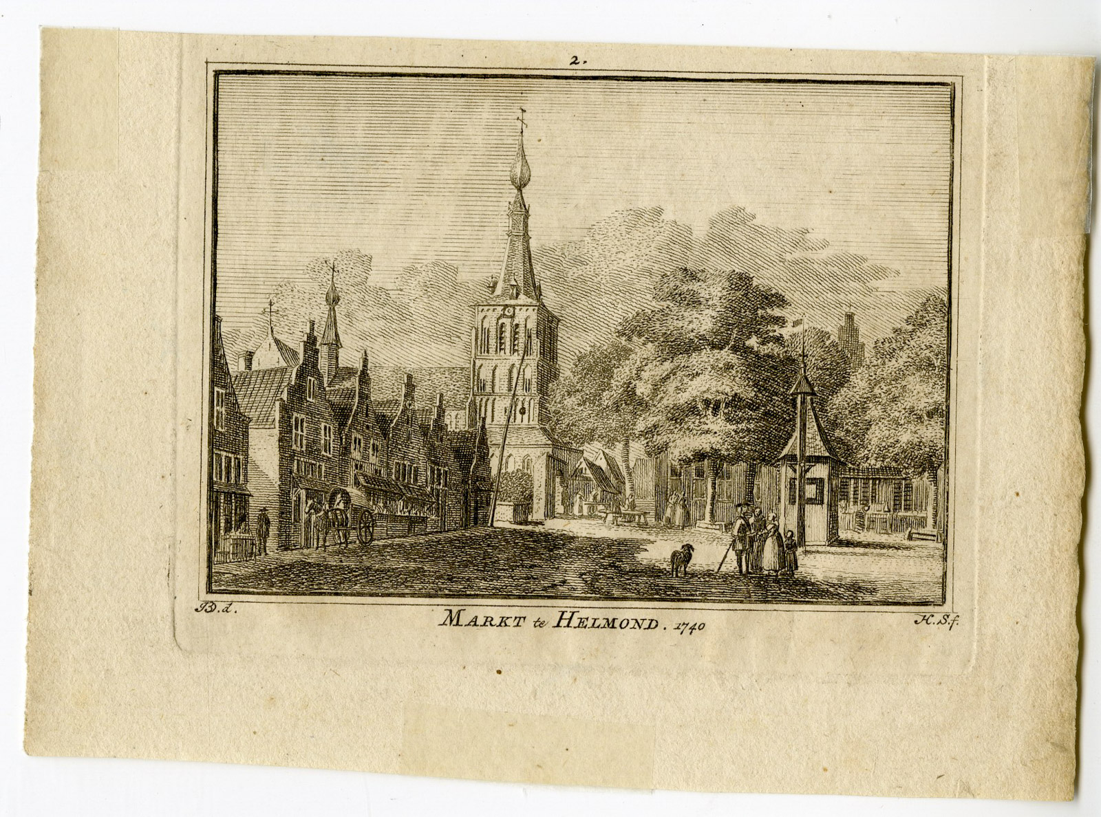 , Antique Print-HELMOND-MARKET-VIEW-Spilman-de Beijer-1746, Pictura Antique Prints
