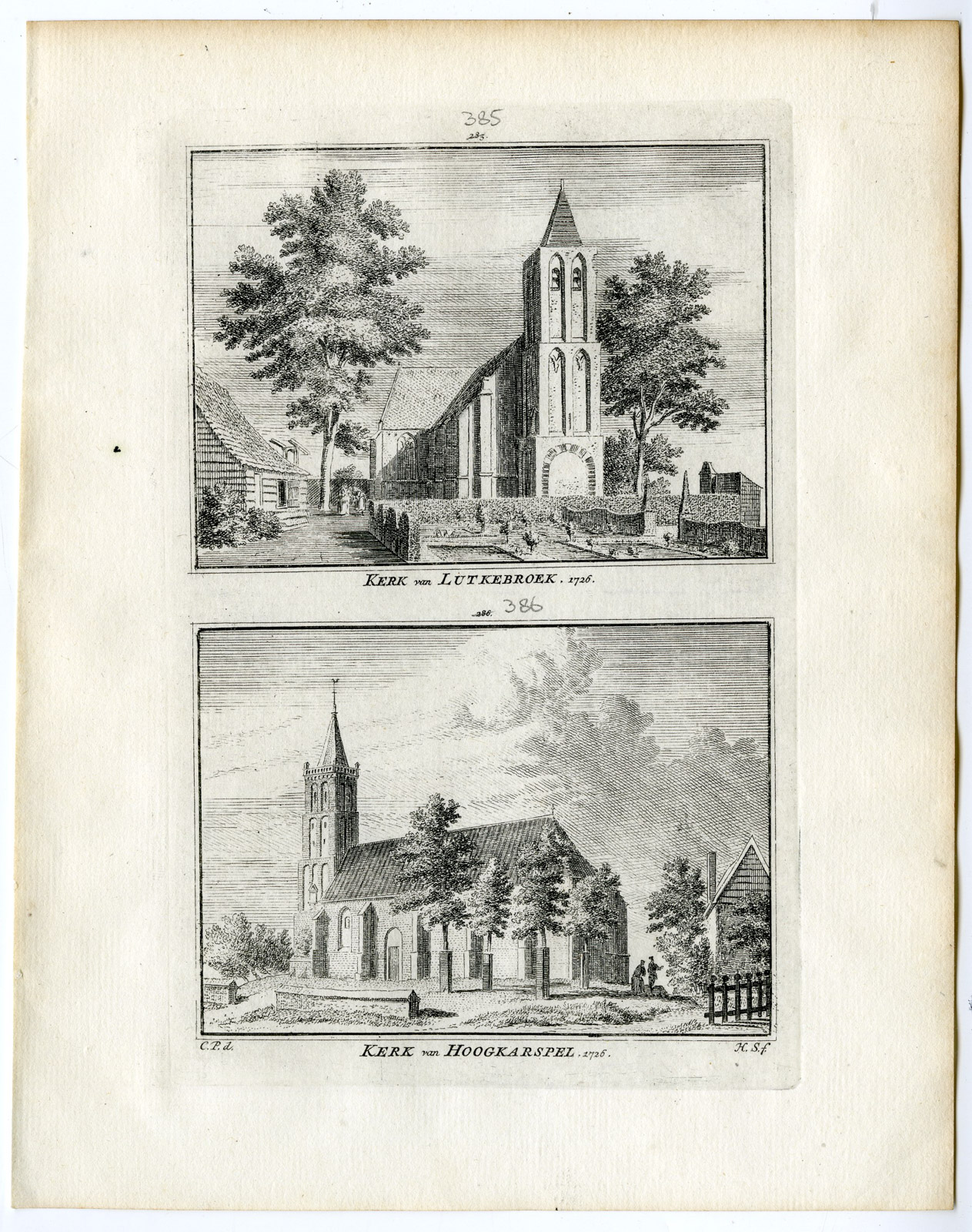 , Antique Print-LUTJEBROEK-HOOGKARSPEL-CHURCH-Spilman-de Beijer-1746, Pictura Antique Prints