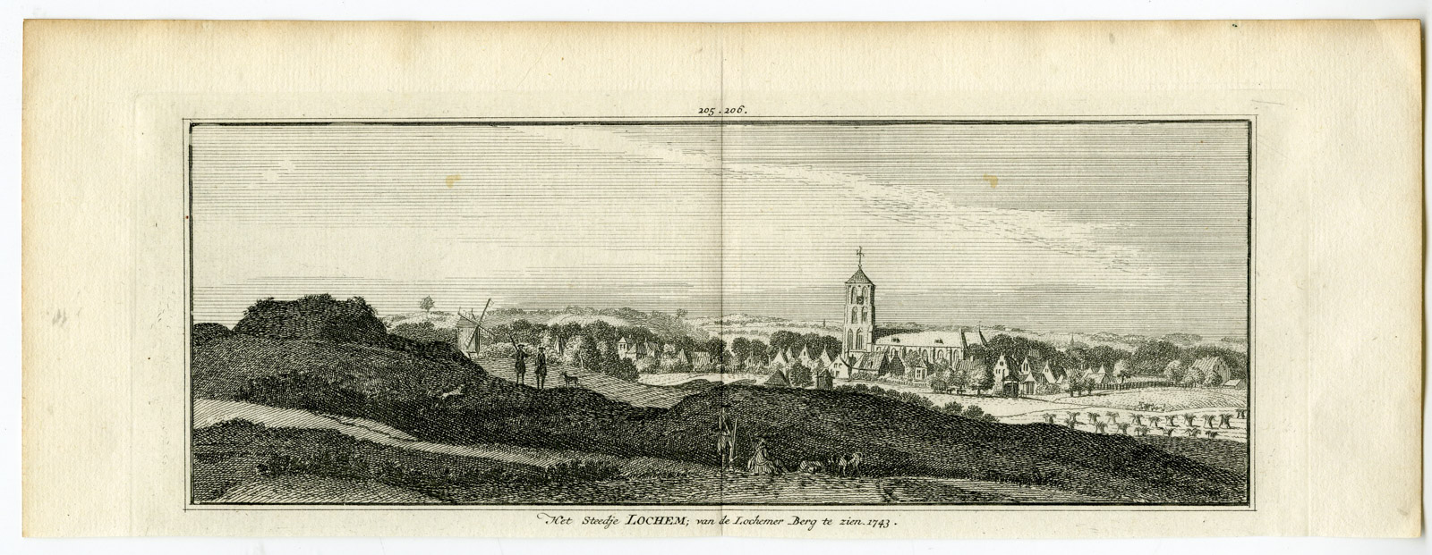, Antique Print-LOCHEM-LOCHEMSE BERG-VIEW-Spilman-de Beijer-1746, Pictura Antique Prints