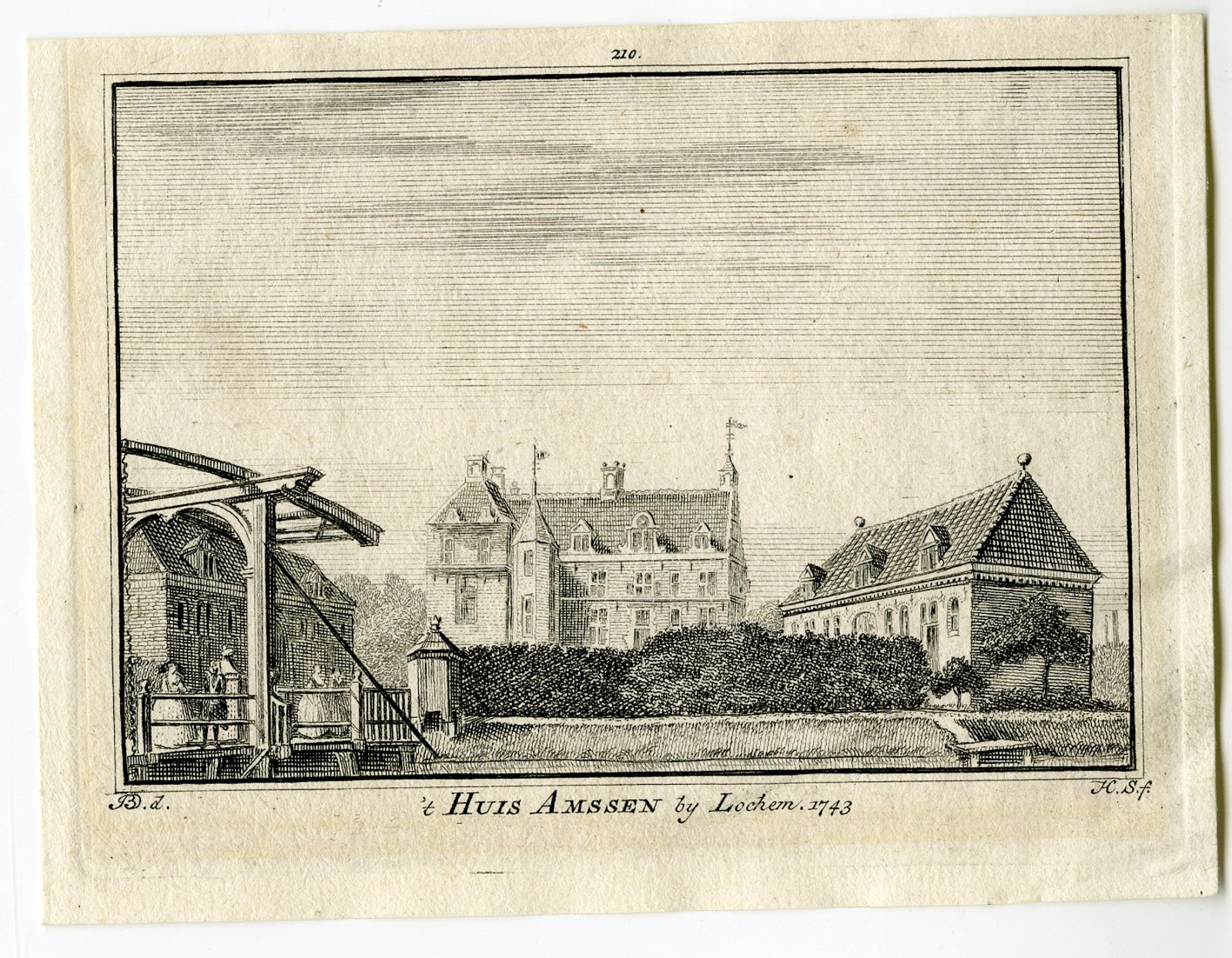 , Antique Print-LOCHEM-AMPSEN CASTLE-Spilman-de Beijer-1746, Pictura Antique Prints