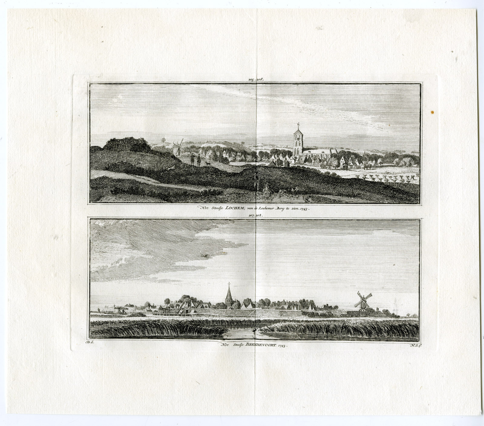 , Antique Print-LOCHEM-BREDEVOORT-VIEW-Spilman-de Beijer-1746, Pictura Antique Prints