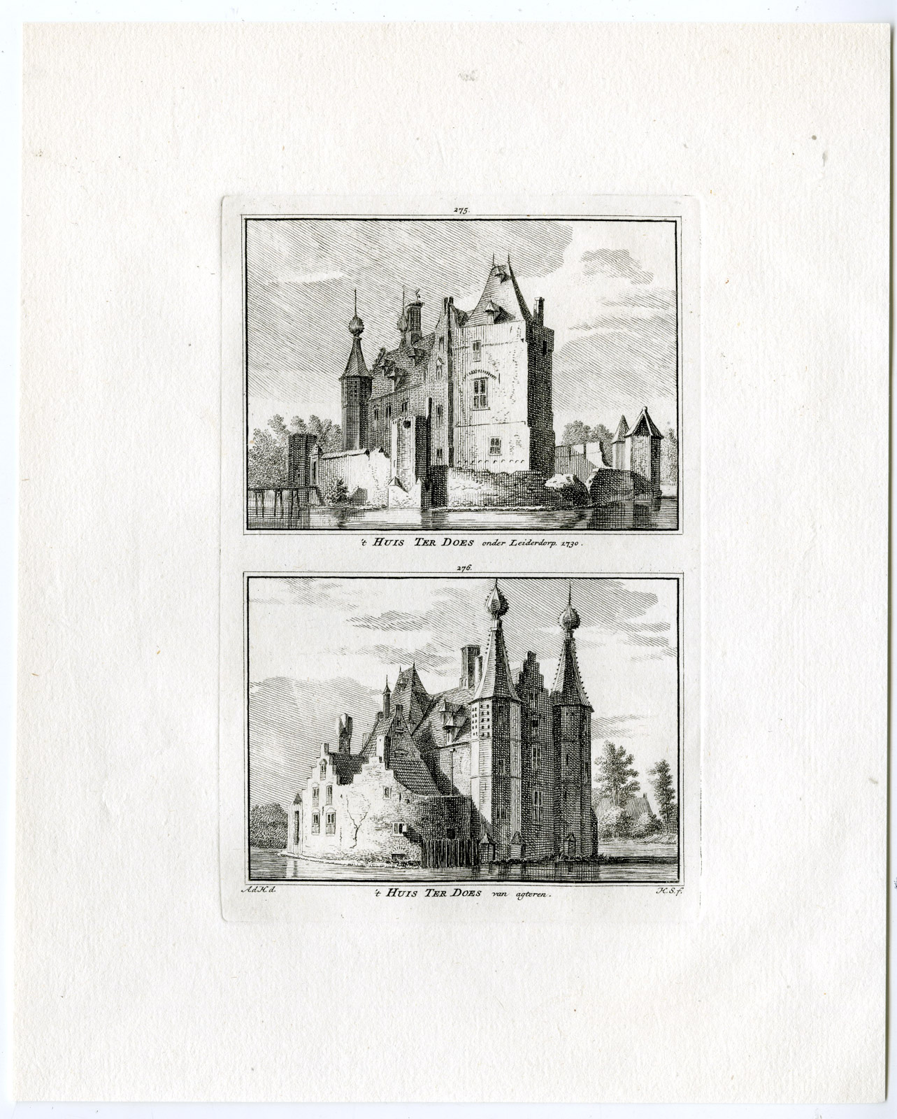 , Antique Print-TER DOES CASTLE-LEIDERDORP-Spilman-de Beijer-1746, Pictura Antique Prints