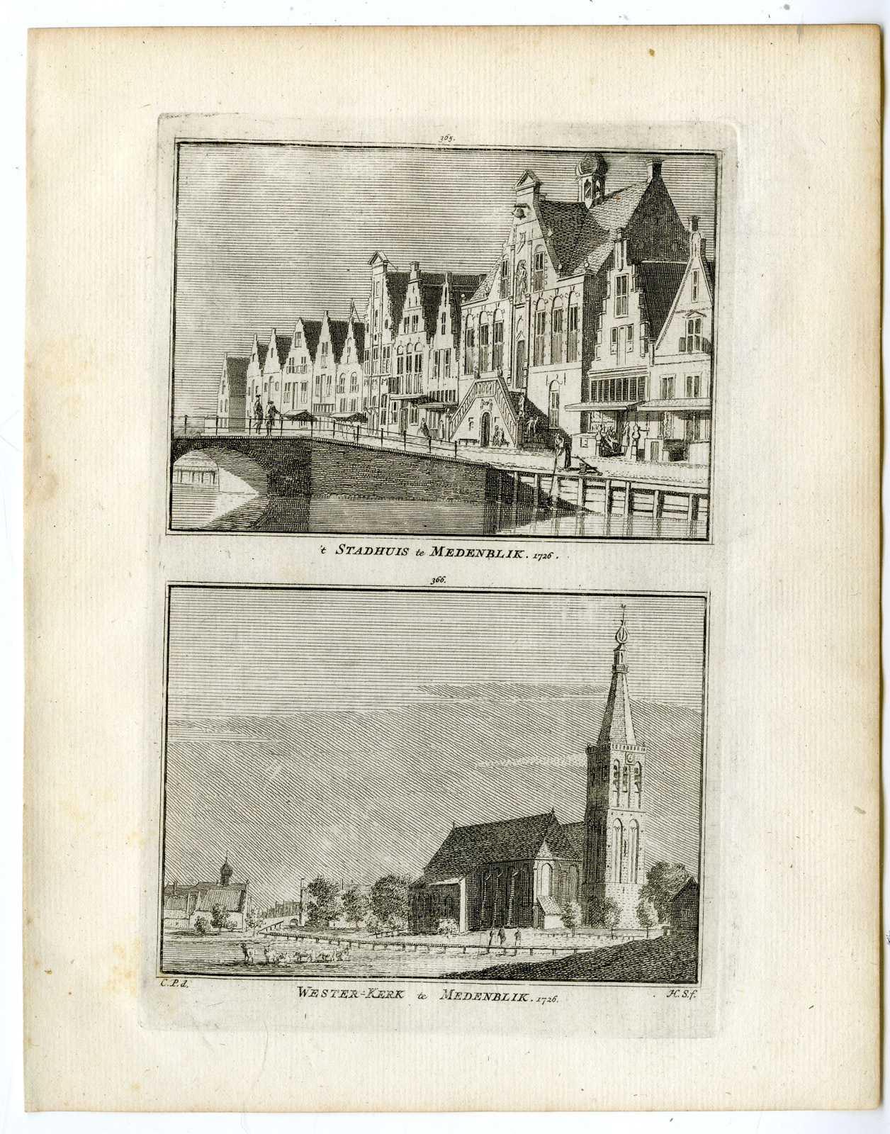, Antique Print-MEDEMBLIK-WESTERKERK-CITY HALL-Spilman-de Beijer-1746, Pictura Antique Prints