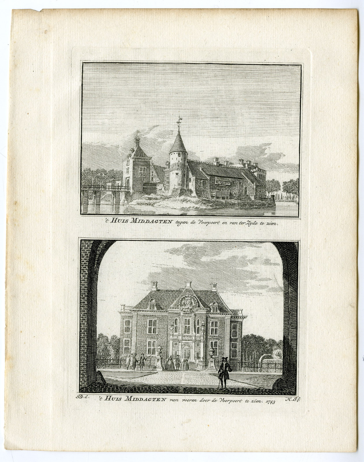 , Antique Print-MIDDACHTEN CASTLE-DE STEEG-Spilman-de Beijer-1746, Pictura Antique Prints