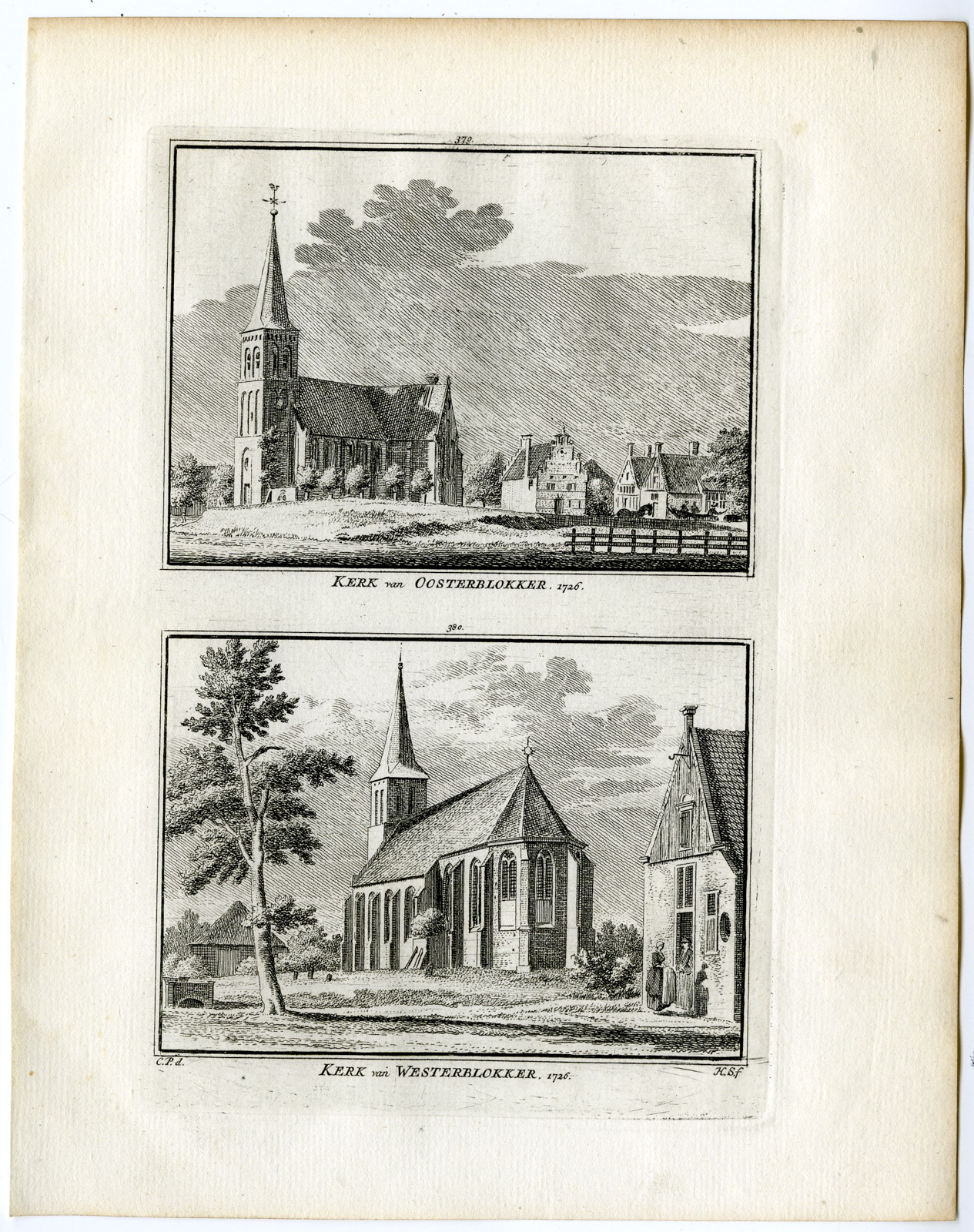 , Antique Print-OOSTERBLOKKER-WESTERBLOKKER-CHURCH-Spilman-de Beijer-1746, Pictura Antique Prints