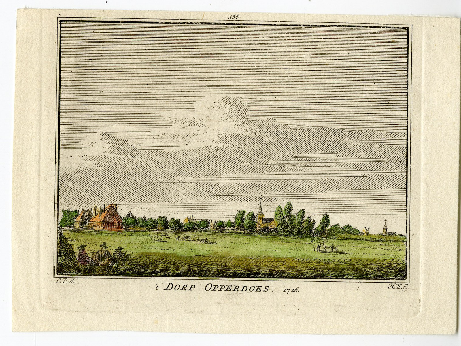 , Antique Print-OPPERDOES-VILLAGE-VIEW-Spilman-de Beijer-1746, Pictura Antique Prints