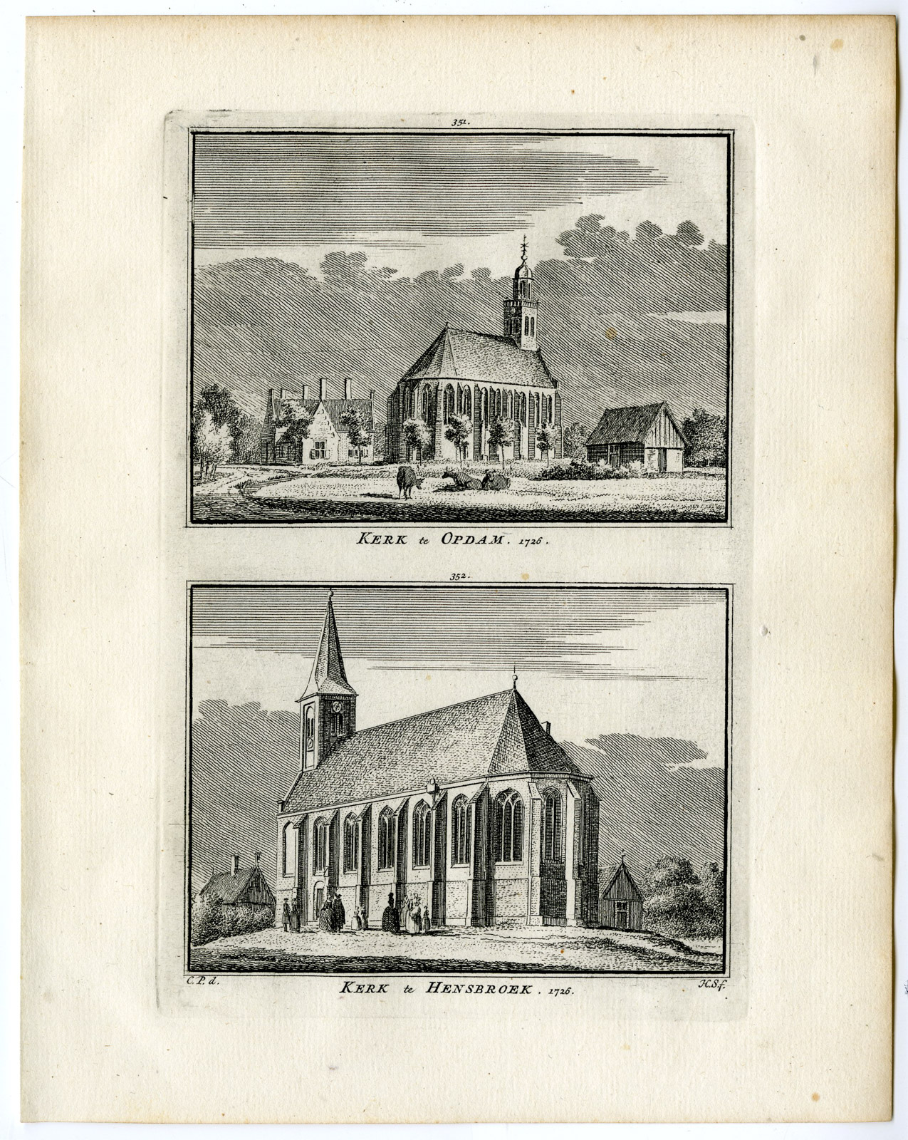 , Antique Print-OBDAM-HENSBROEK-CHURCH-Spilman-de Beijer-1746, Pictura Antique Prints
