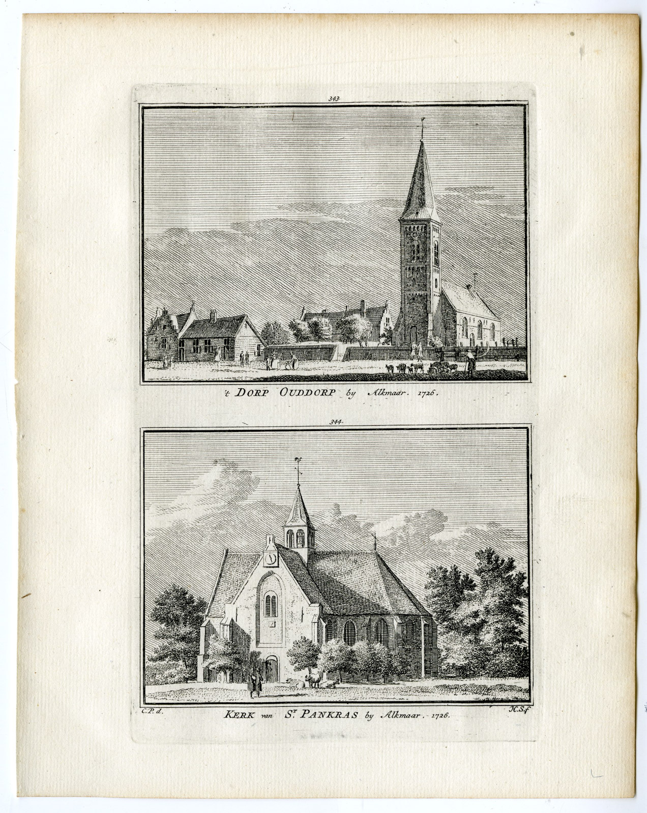 , Antique Print-OUDDORP-SINT PANCRAS-CHURCH-Spilman-de Beijer-1746, Pictura Antique Prints